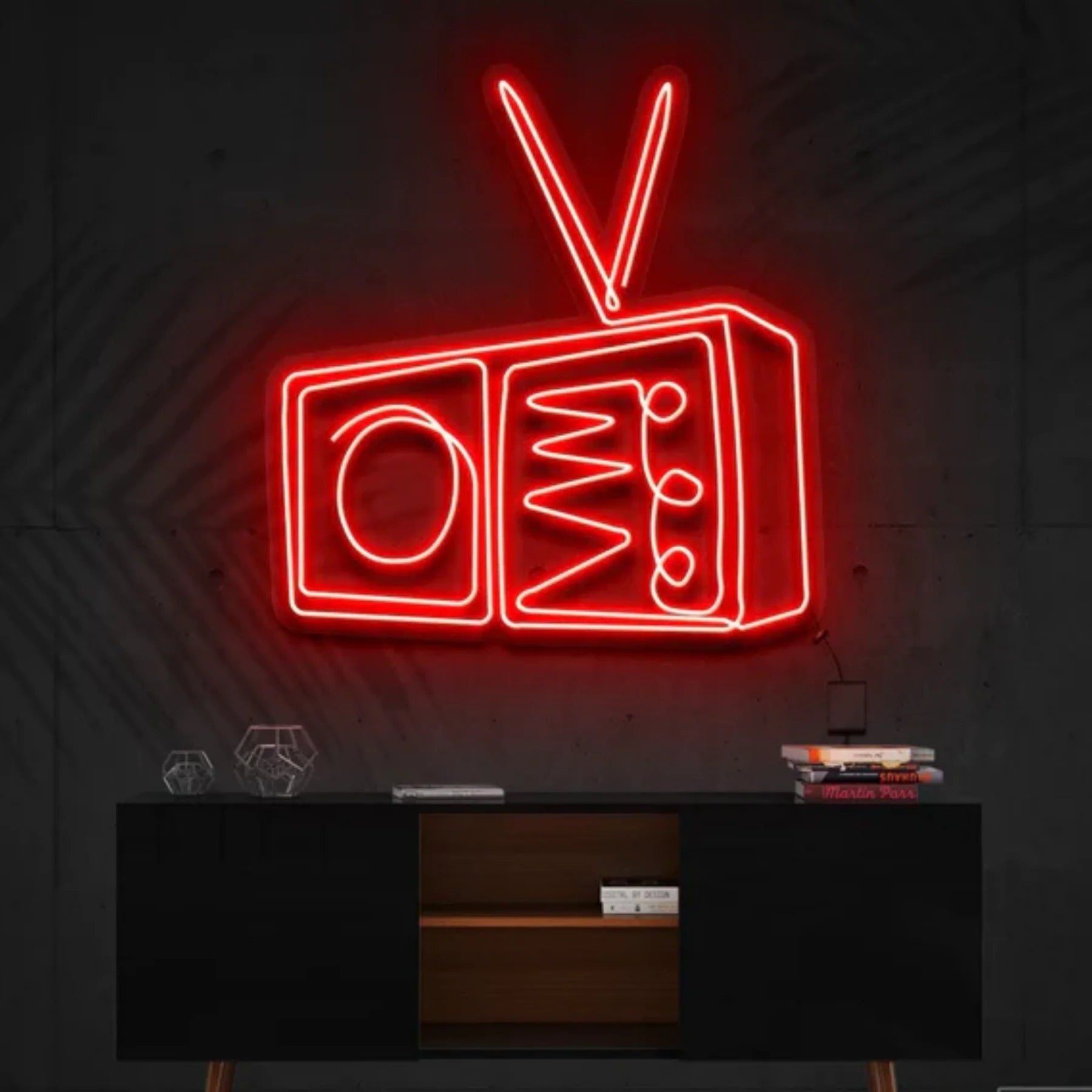 „Radio“ – Neon Kunstwerk – Ihr leuchtendes Ode an die Musik und die goldenen Zeiten des Radios
