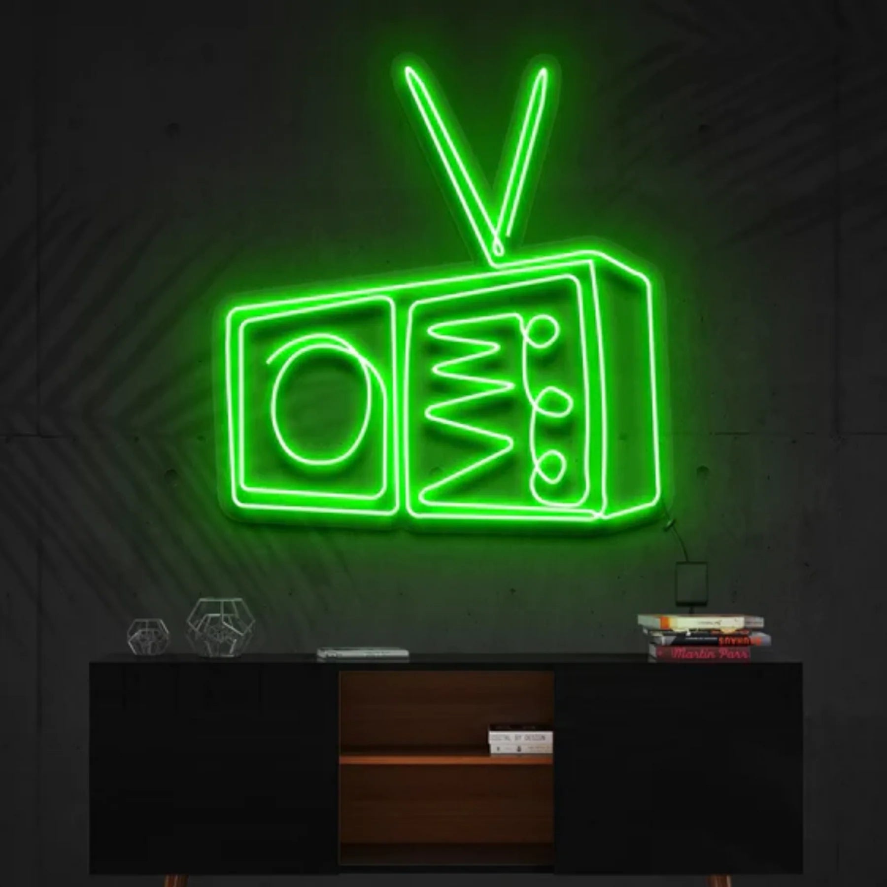 „Radio“ – Neon Kunstwerk – Ihr leuchtendes Ode an die Musik und die goldenen Zeiten des Radios