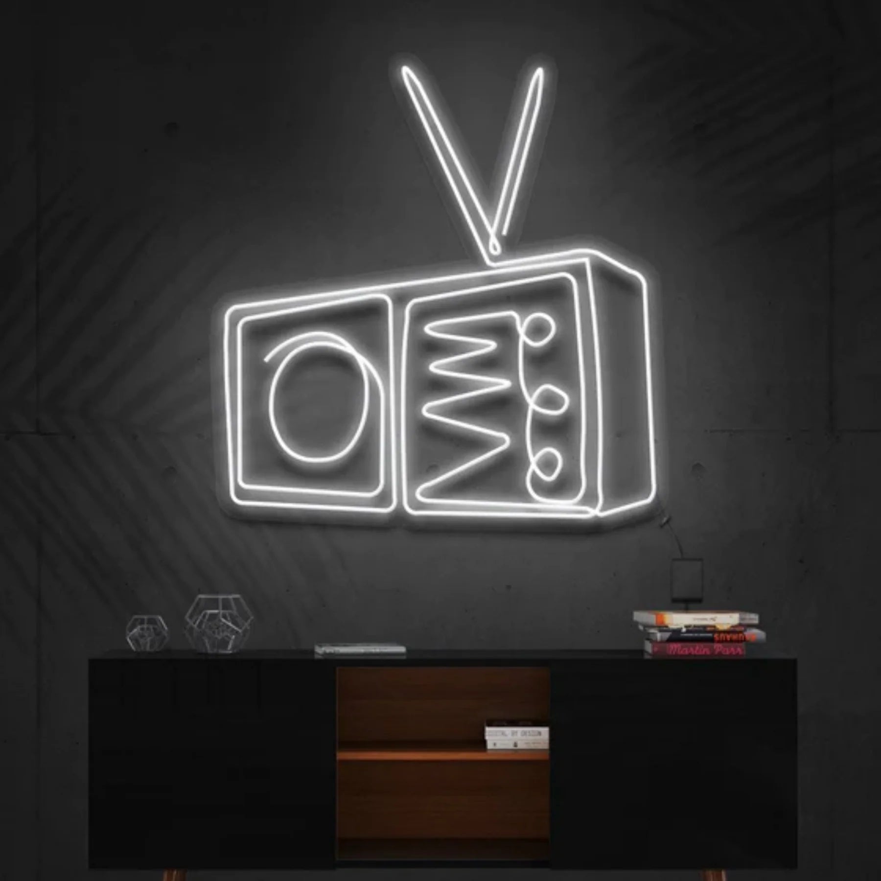 „Radio“ – Neon Kunstwerk – Ihr leuchtendes Ode an die Musik und die goldenen Zeiten des Radios
