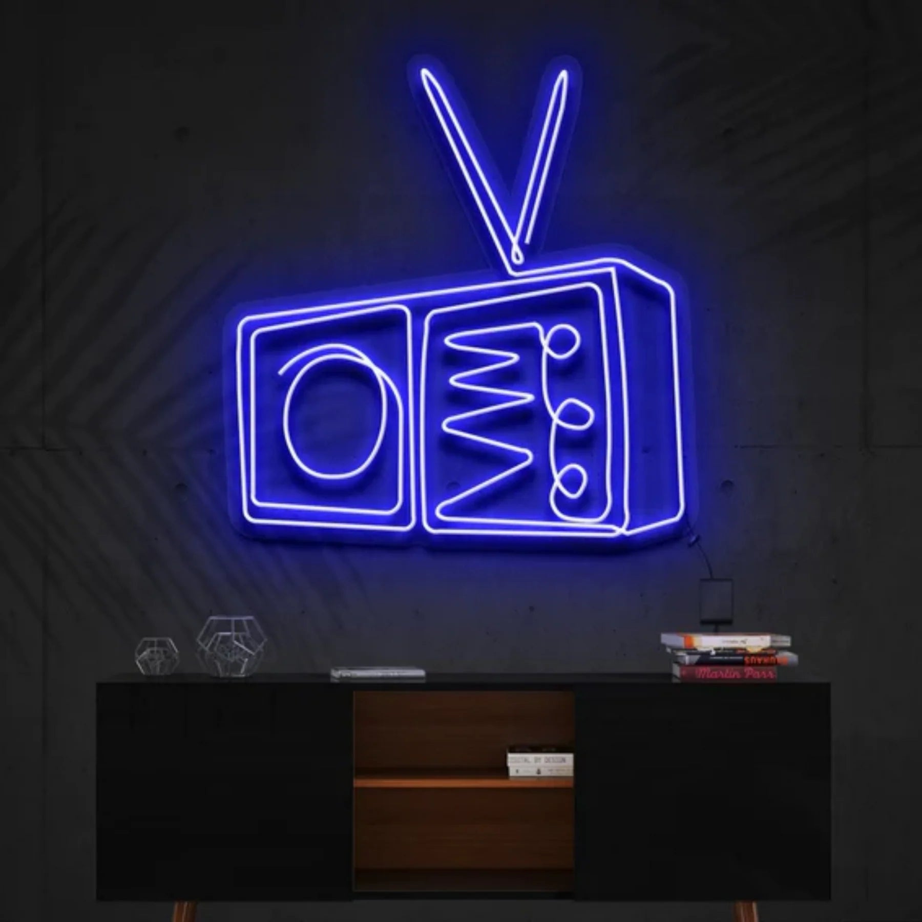 „Radio“ – Neon Kunstwerk – Ihr leuchtendes Ode an die Musik und die goldenen Zeiten des Radios