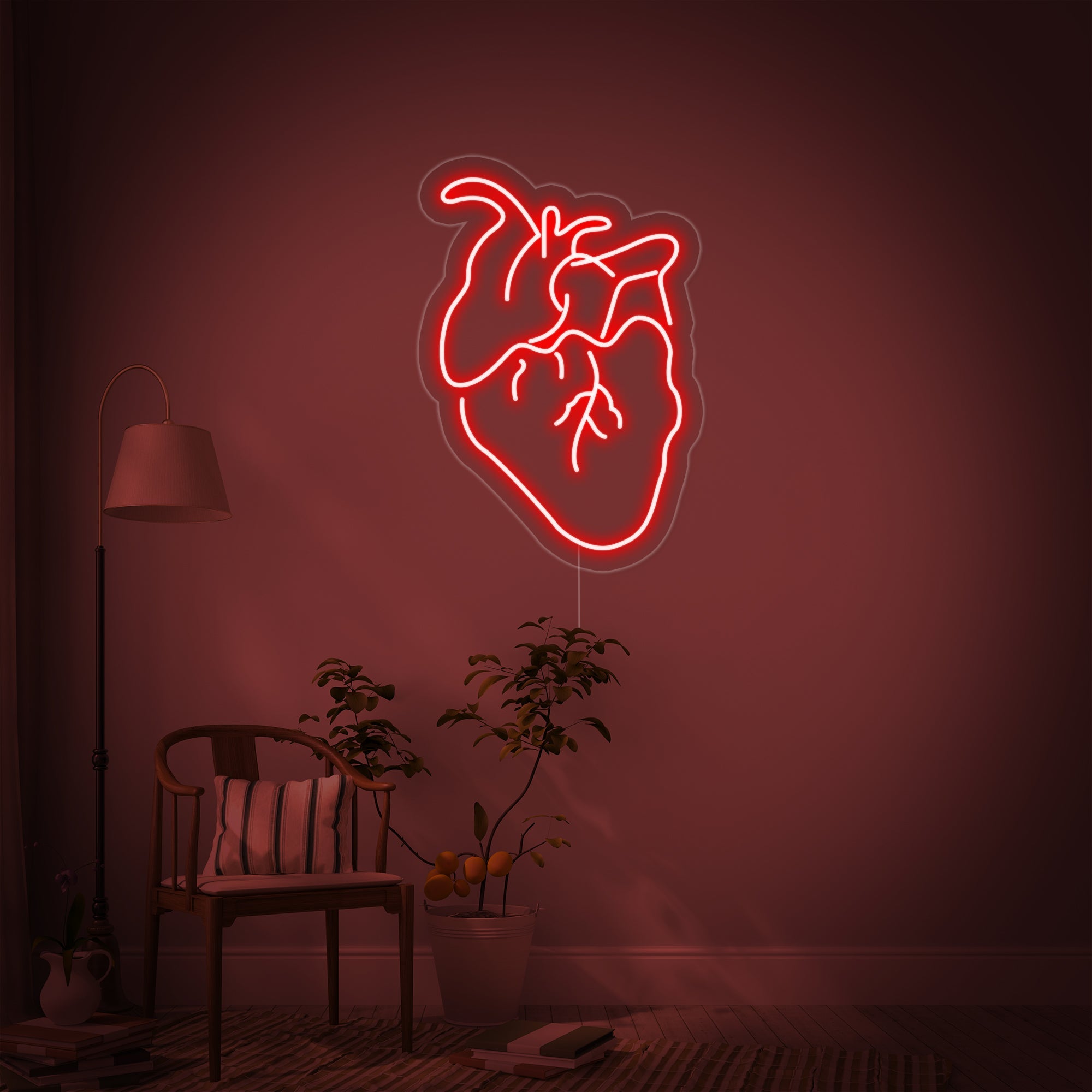 "Tatsächliches Herz" Neonschrift