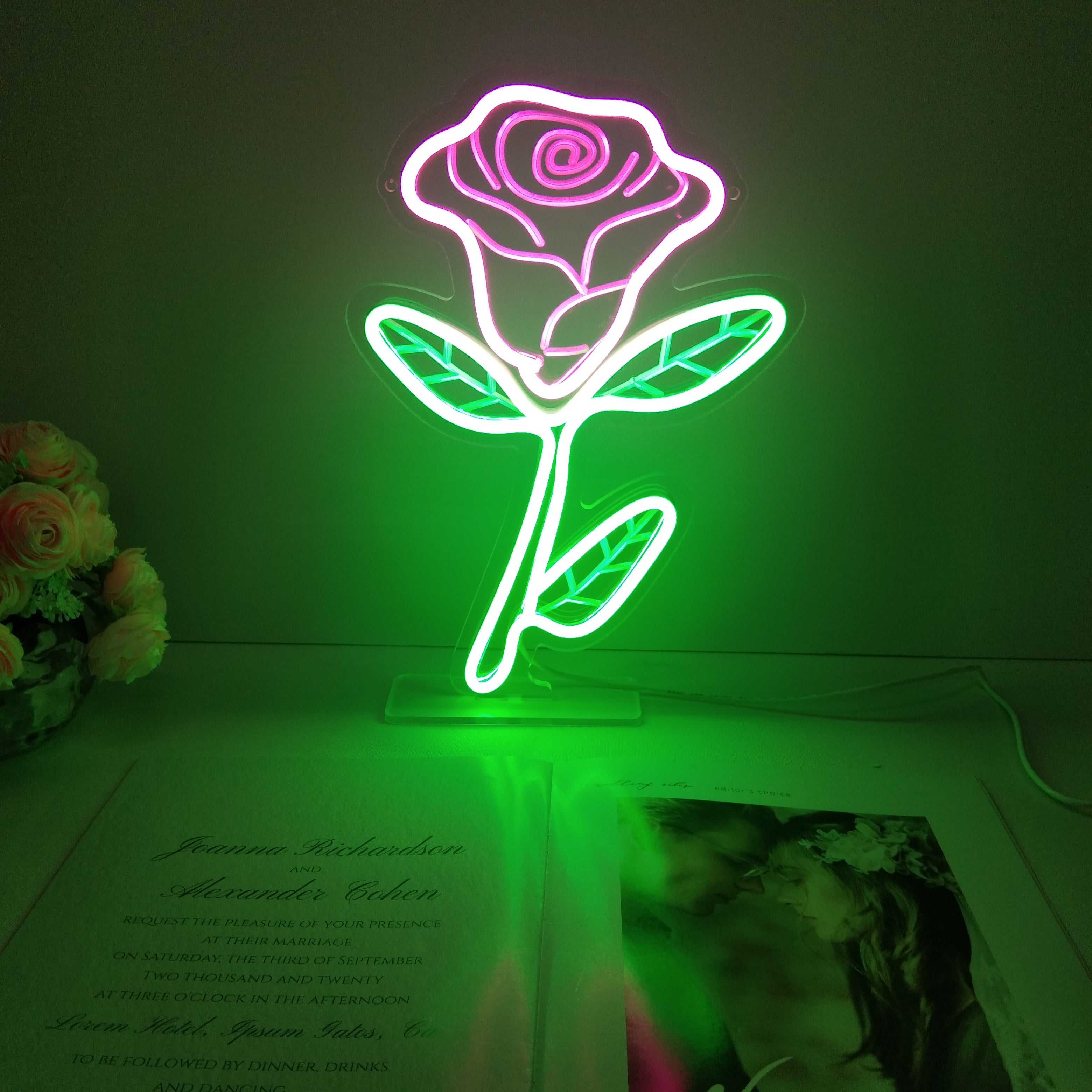 "Rose" Schreibtisch LED Neonschrift