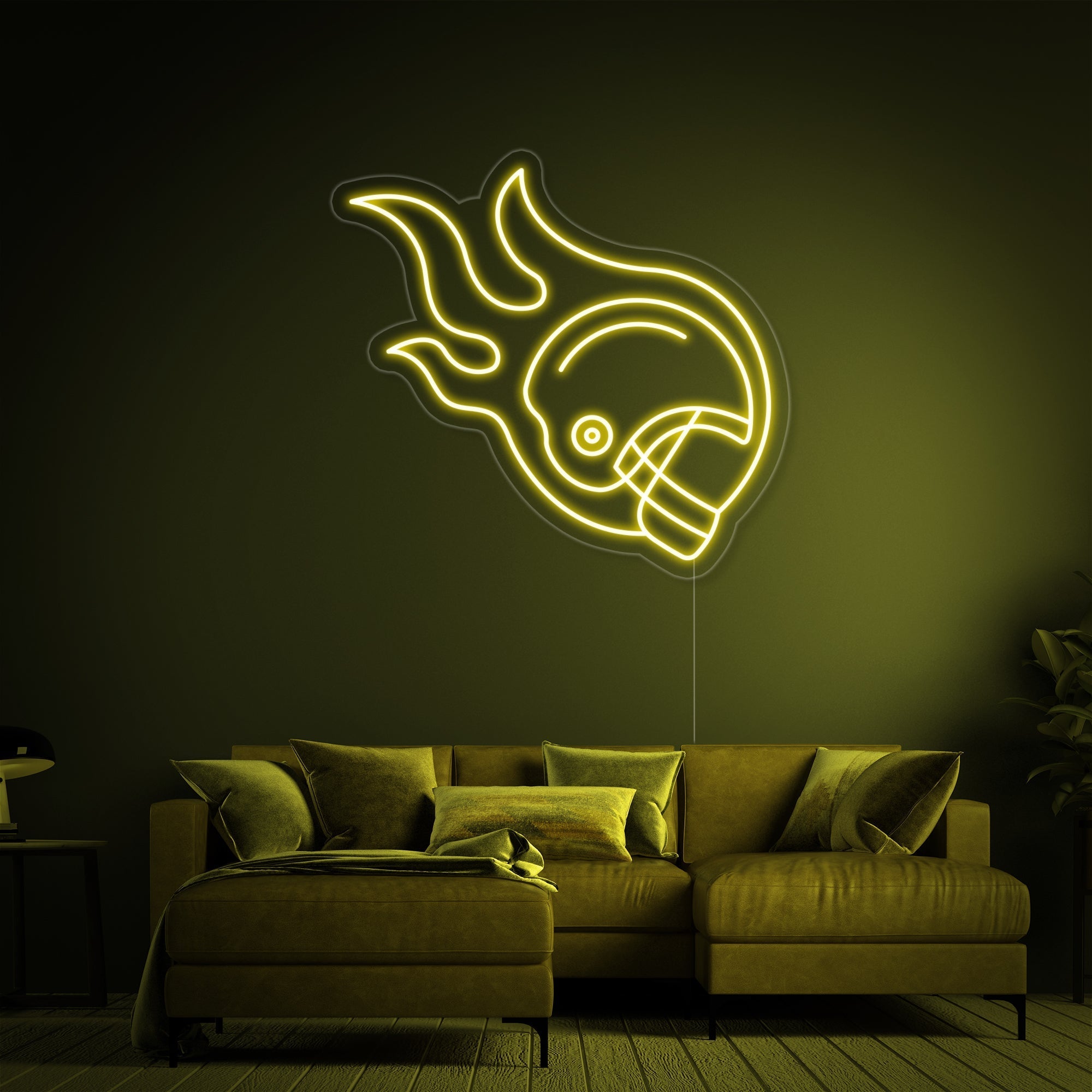 "Rugbyspieler Helm" Neonschrift