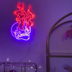 Schädel-Kopf-Neonzeichen – Handgemachte Kunst nach Ihren Wünschen