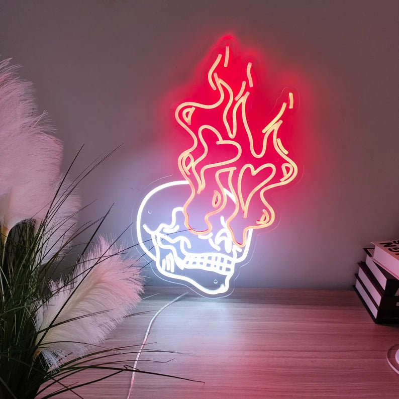 Schädel-Kopf-Neonzeichen – Handgemachte Kunst nach Ihren Wünschen