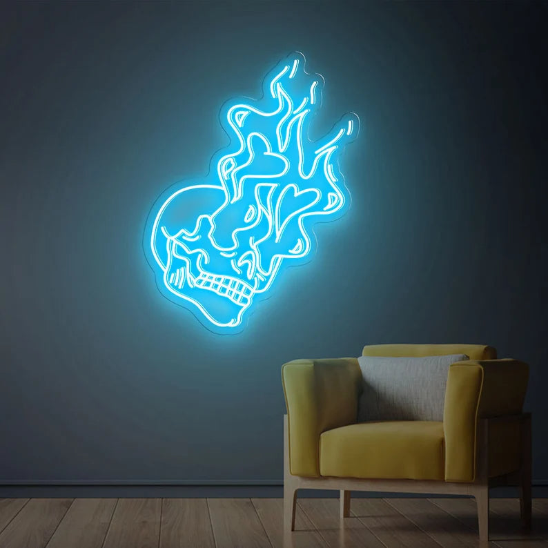 Schädel-Kopf-Neonzeichen – Handgemachte Kunst nach Ihren Wünschen