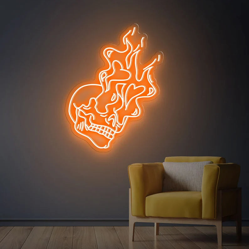 Schädel-Kopf-Neonzeichen – Handgemachte Kunst nach Ihren Wünschen