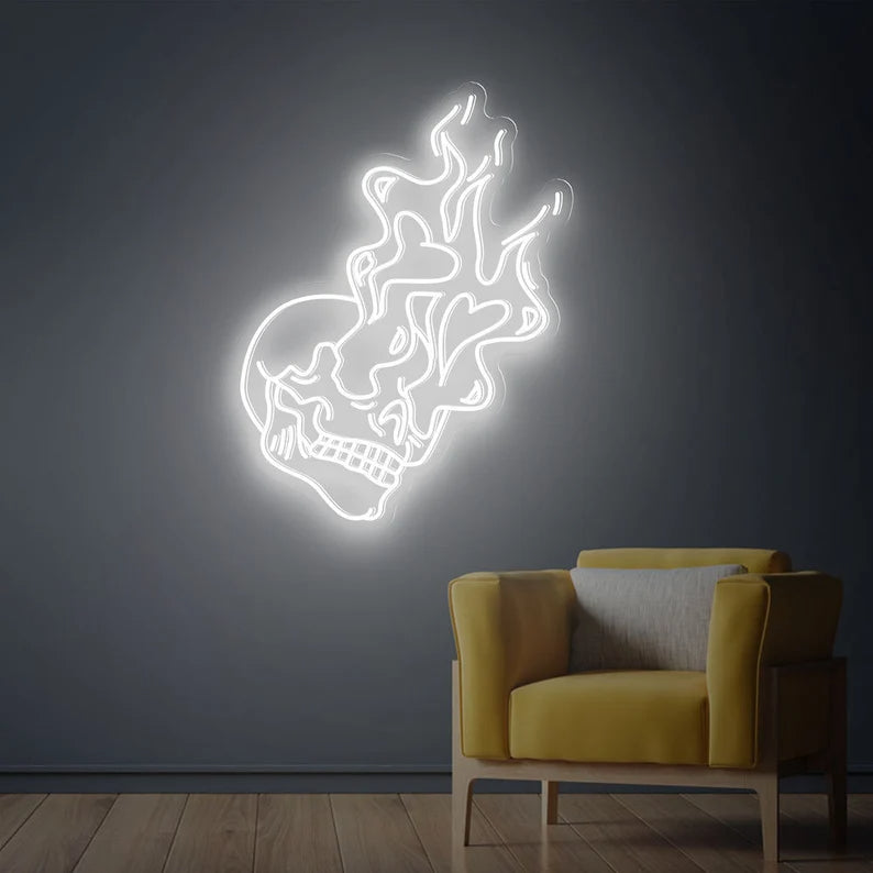 Schädel-Kopf-Neonzeichen – Handgemachte Kunst nach Ihren Wünschen