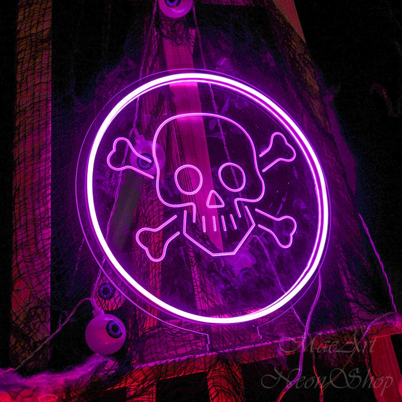Schädel-Kopf Neon-Zeichen – Ausdrucksstarke Lichtkunst für mutige Räume