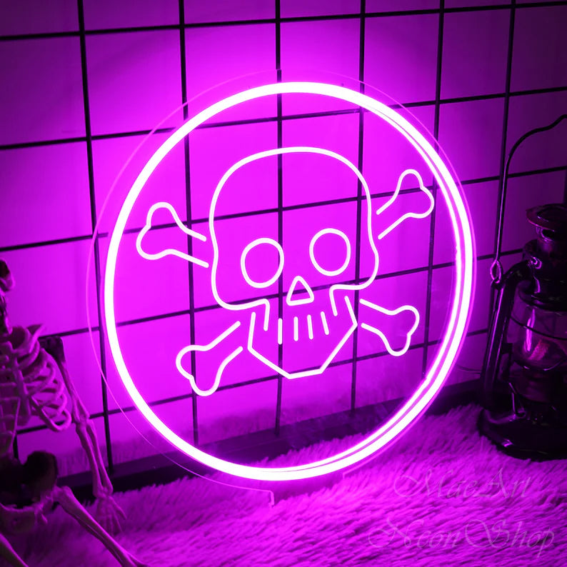 Schädel-Kopf Neon-Zeichen – Ausdrucksstarke Lichtkunst für mutige Räume