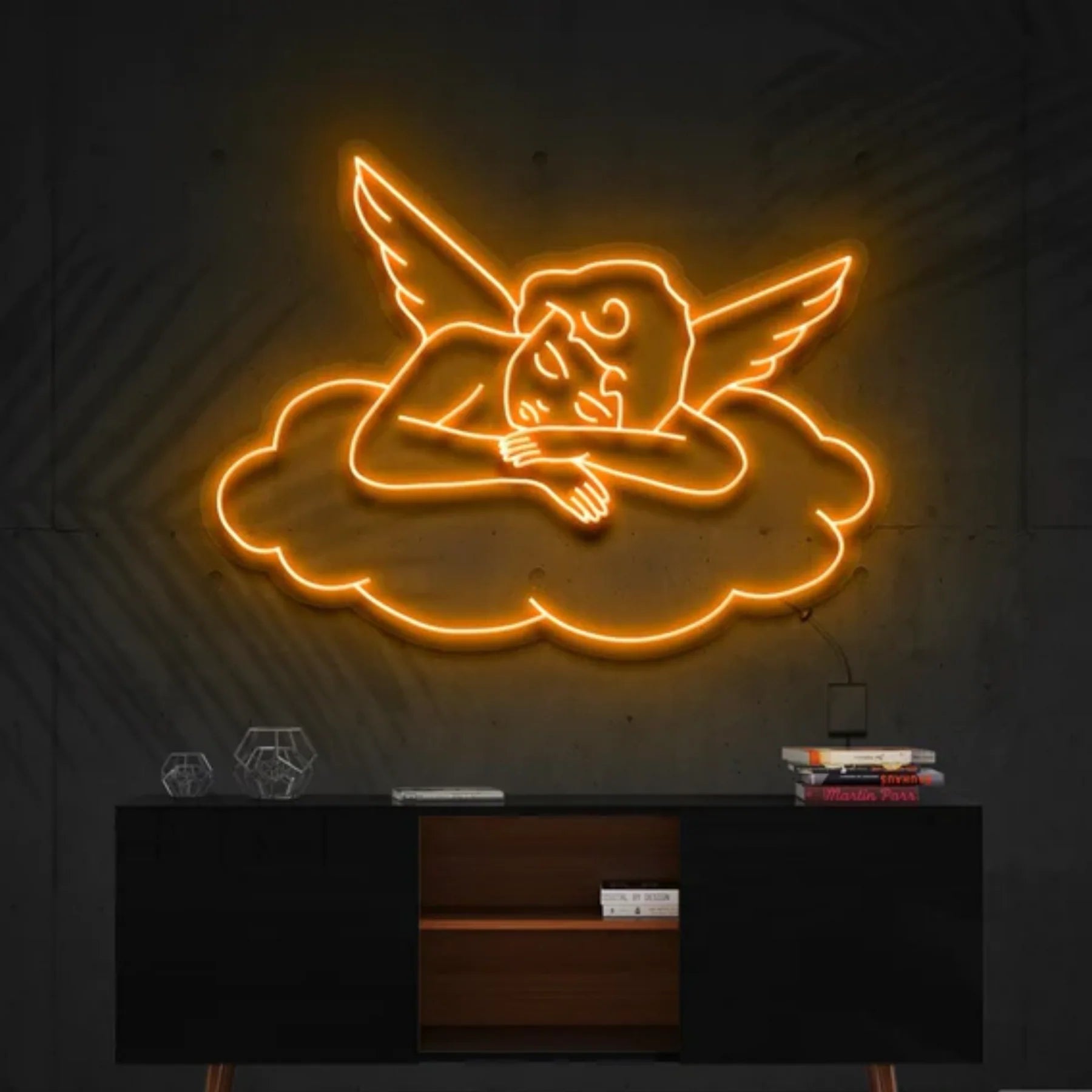 „Schläfriges Amor“ – Neon Kunstwerk