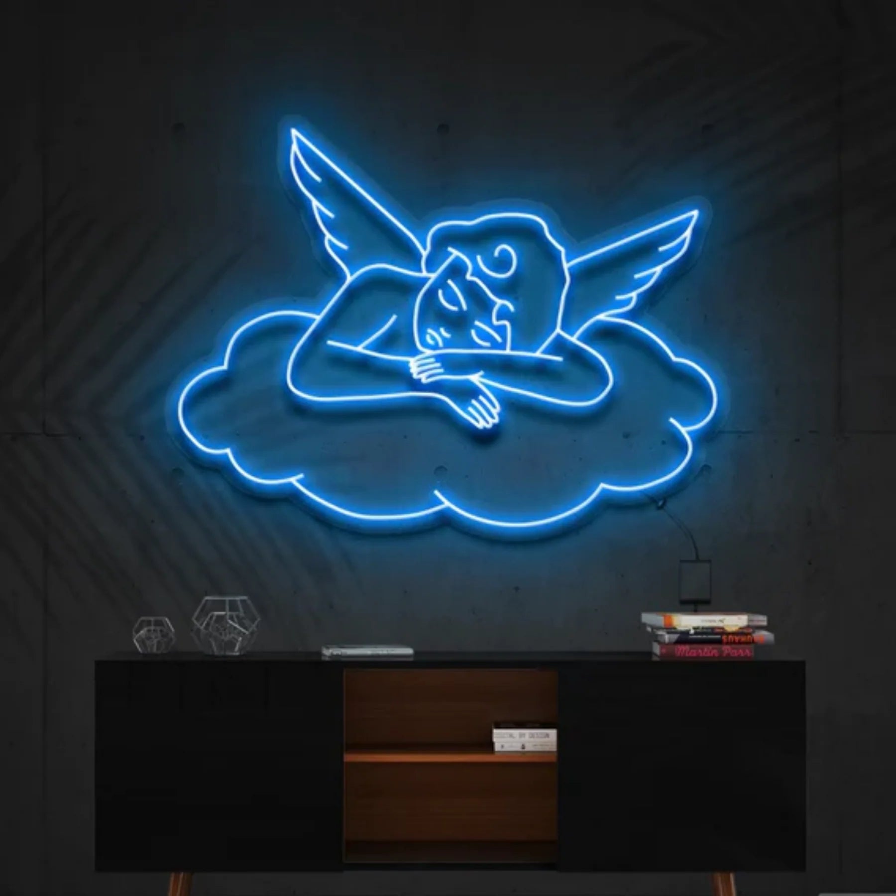 „Schläfriges Amor“ – Neon Kunstwerk