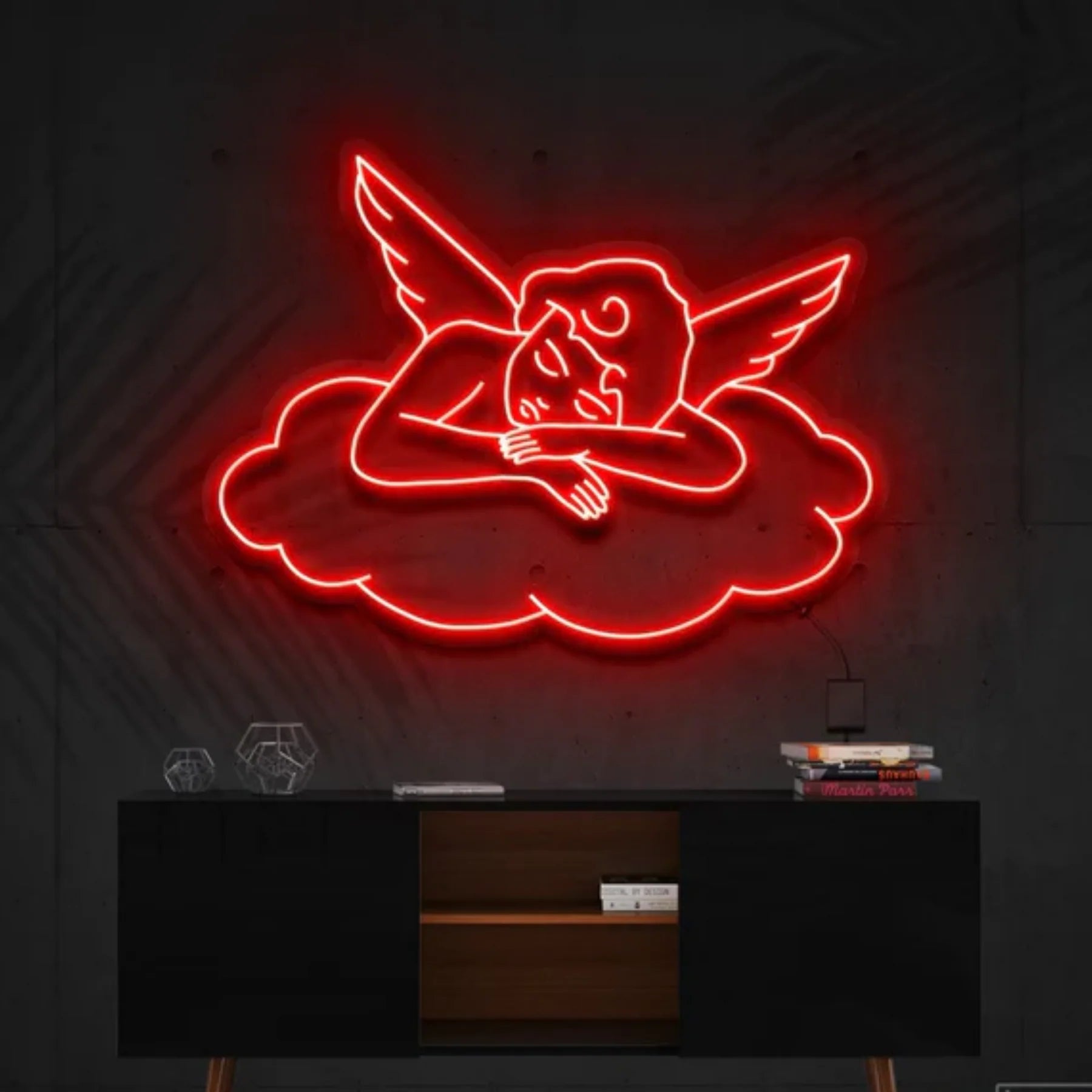 „Schläfriges Amor“ – Neon Kunstwerk