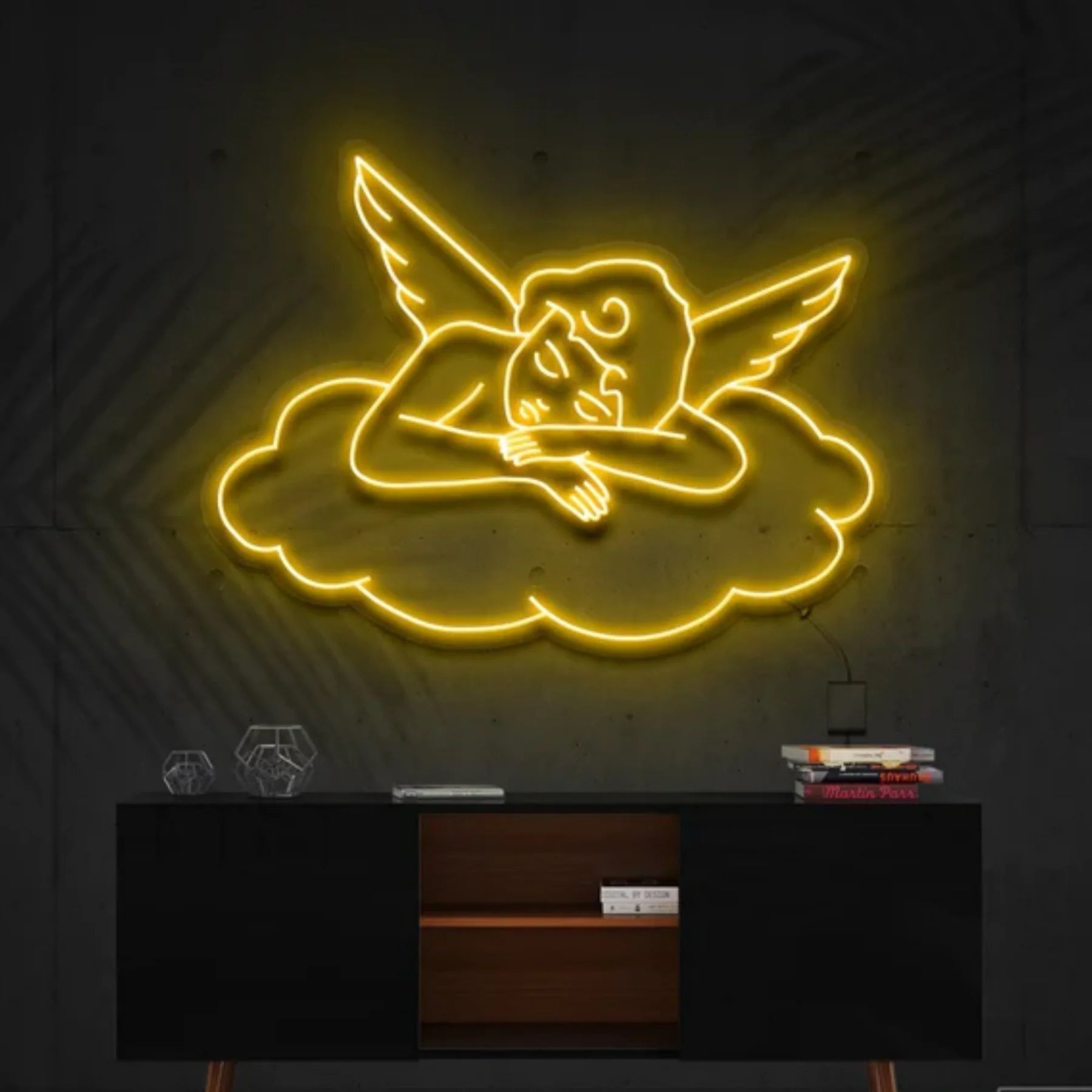 „Schläfriges Amor“ – Neon Kunstwerk
