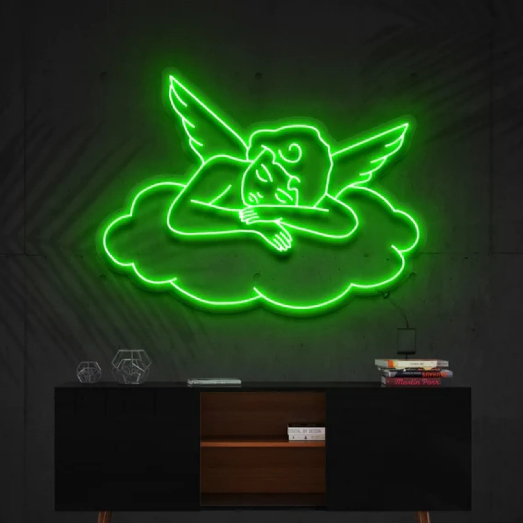 „Schläfriges Amor“ – Neon Kunstwerk