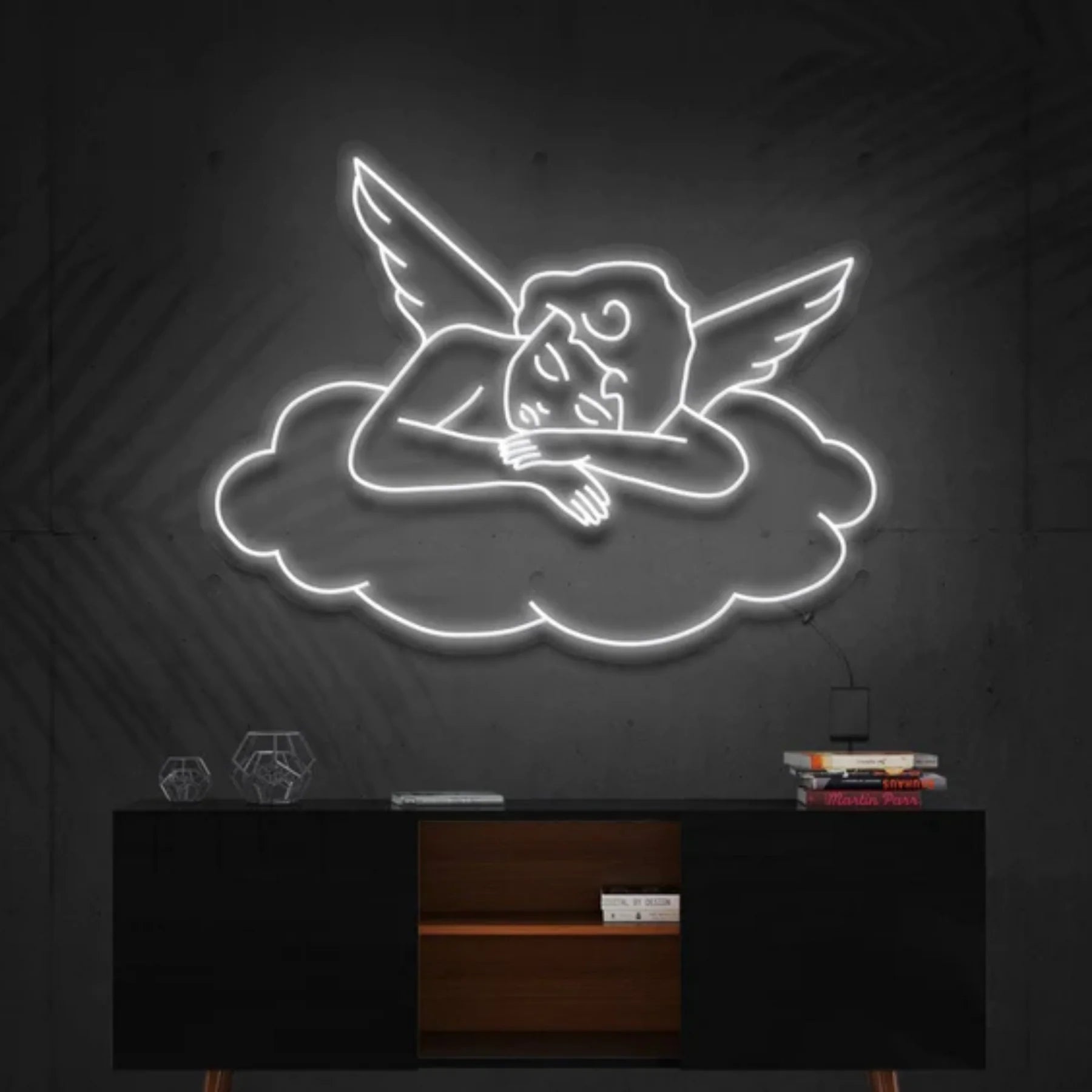 „Schläfriges Amor“ – Neon Kunstwerk