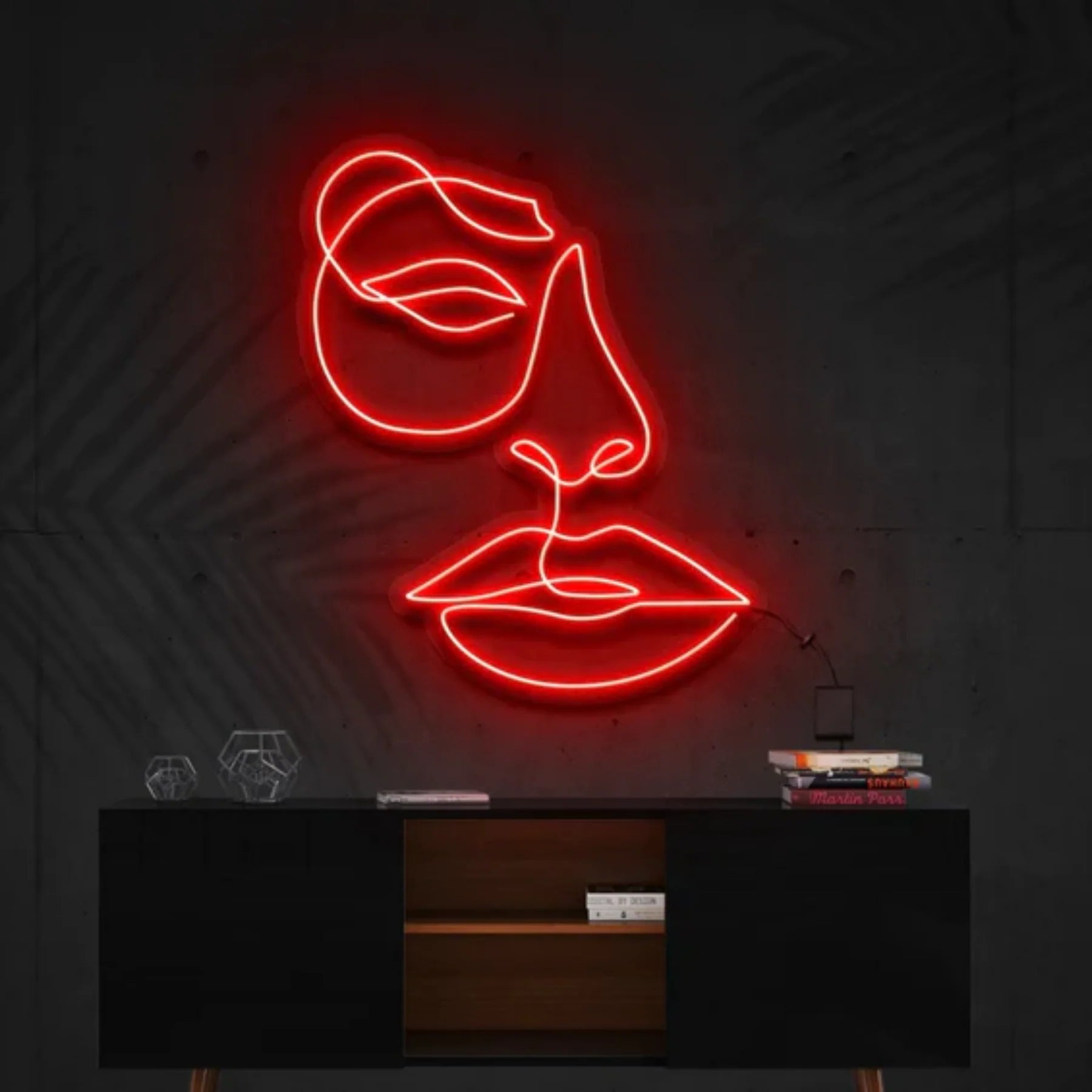 „Schönes Gesicht“ – Neon Kunstwerk