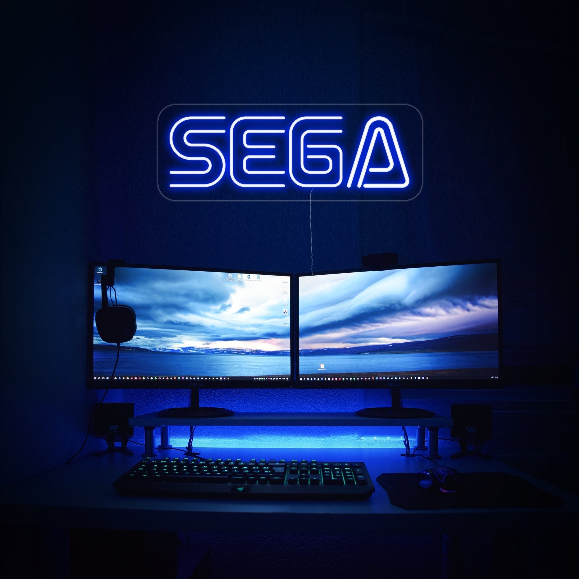 "Sega, Spielzimmer" Neonschrift