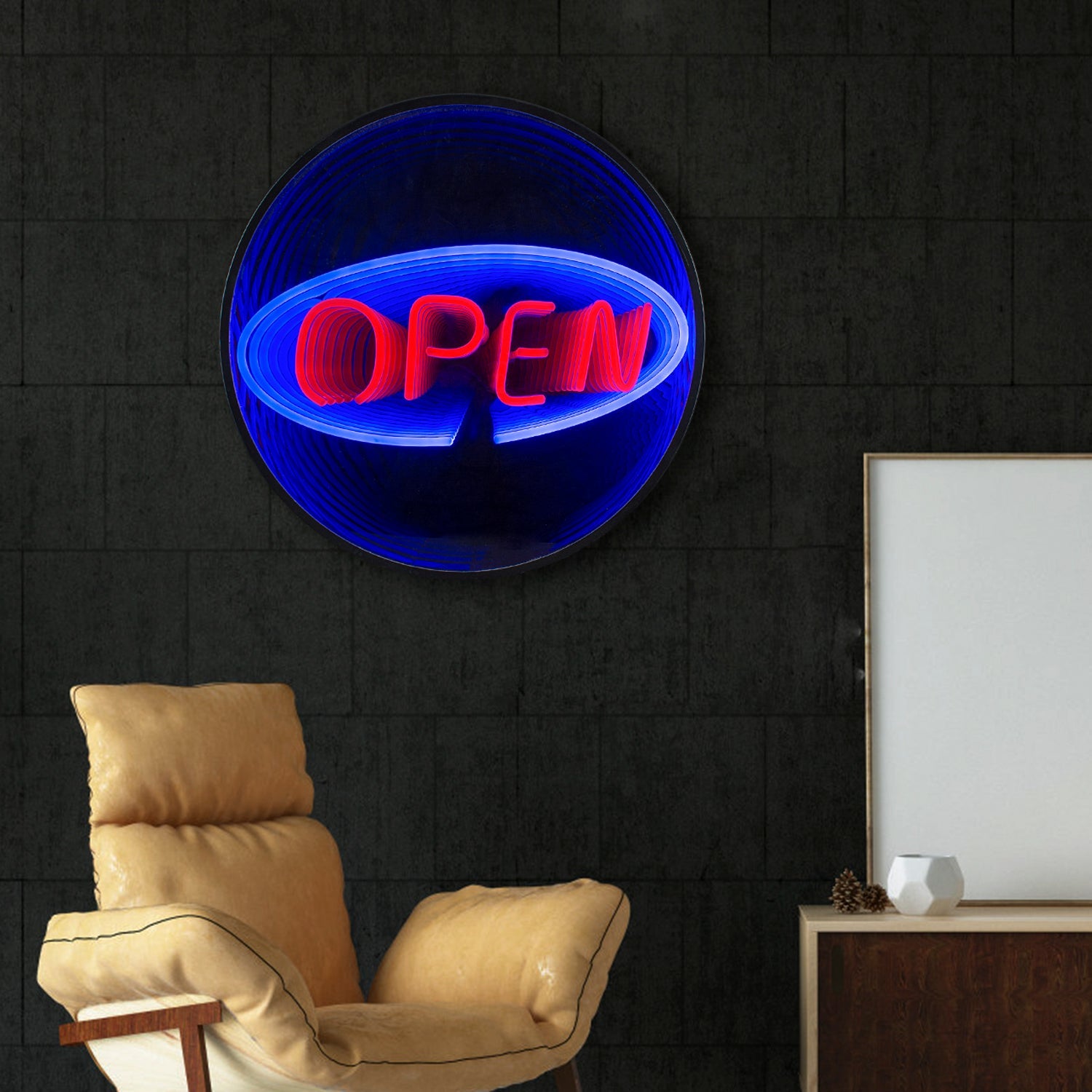"Open" 3D Unendlichkeits LED Neonschrift