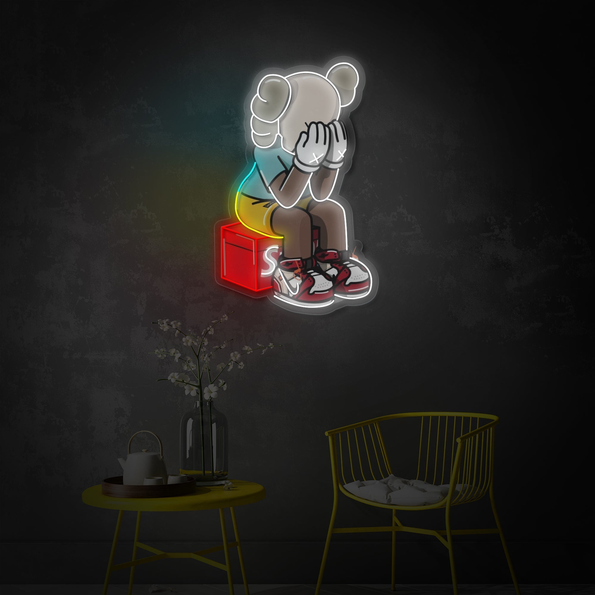 "Kaw sitzen" UV-bedruckt LED-Neonschild