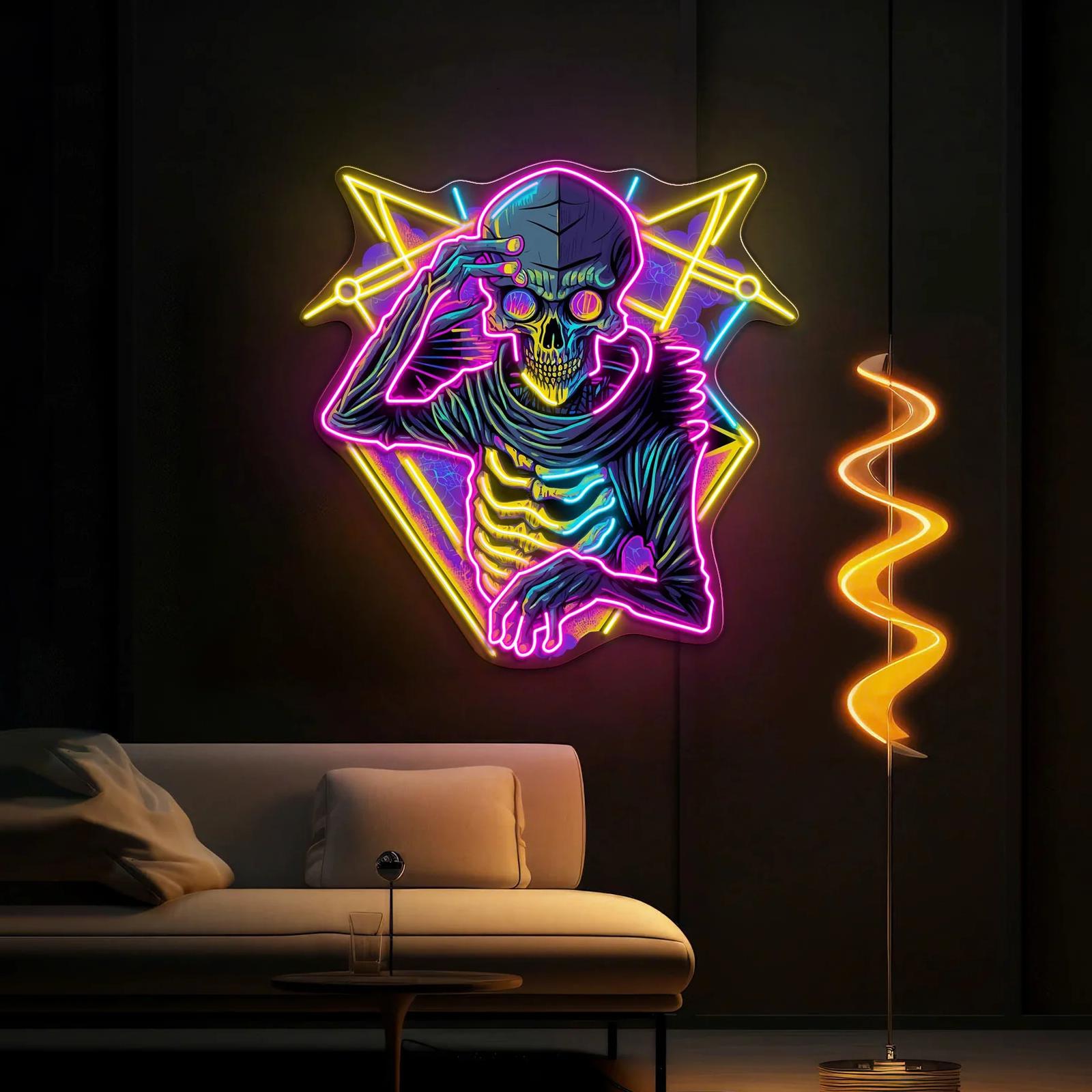 Skull & Sound – Pulse Neon Lichtkunstwerk