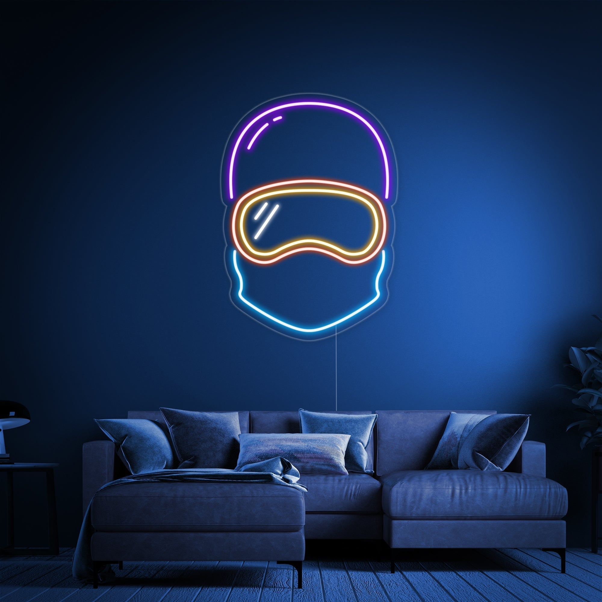 "Snowboarder Schneemann" Neonschrift