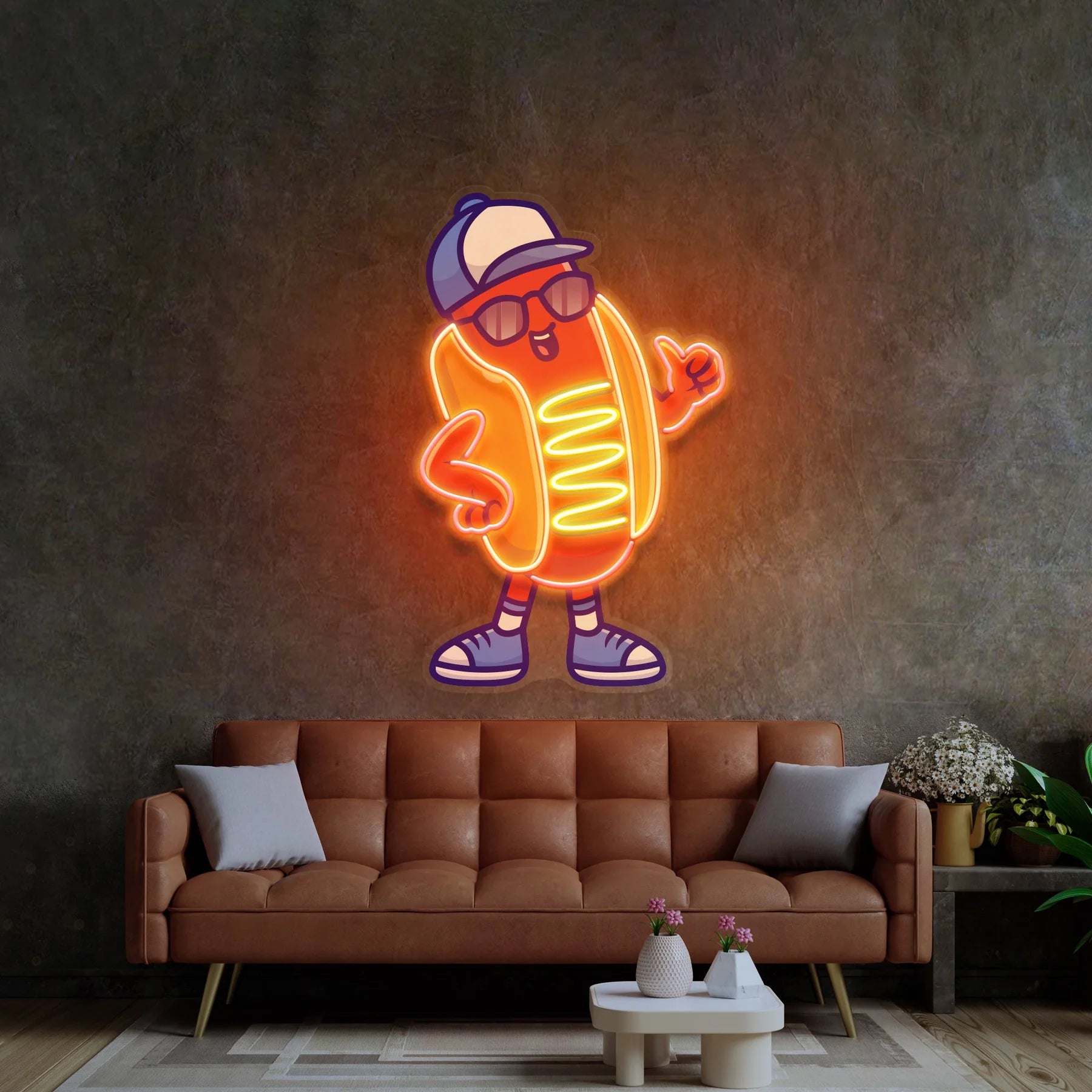 Sportie Hotdog Guy LED Leuchtreklame Licht Pop Art