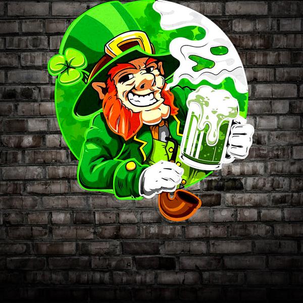 St. Patrick's Day Kobold LED Neon Acryl Kunstwerk – Feierlaune garantiert