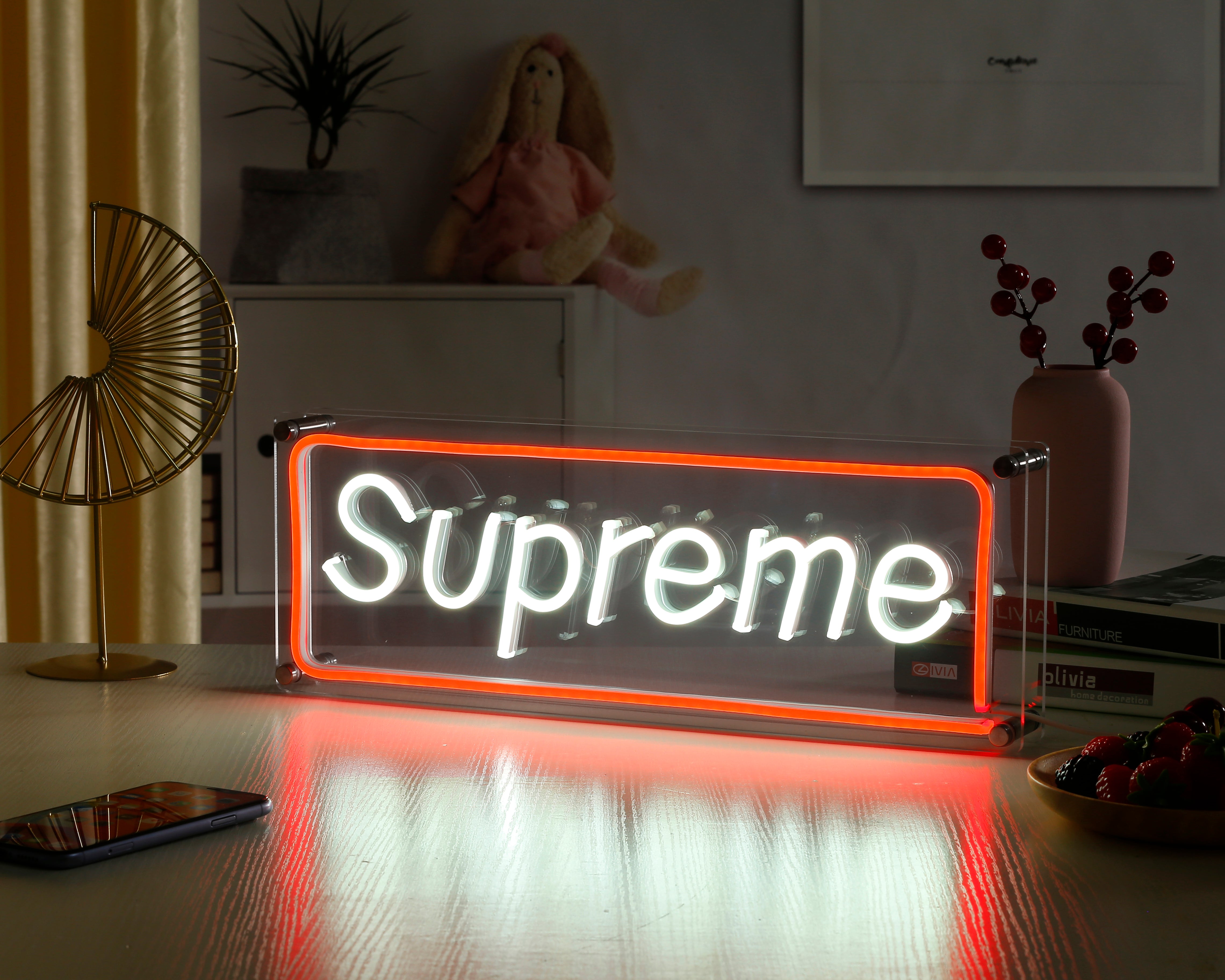 "Supreme" Schreibtisch LED Neonschrift