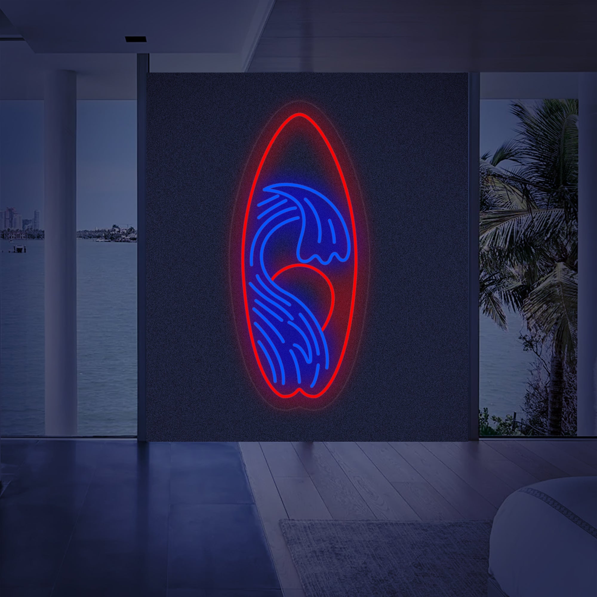 "Surfbrett Sportausrüstung" Neonschrift
