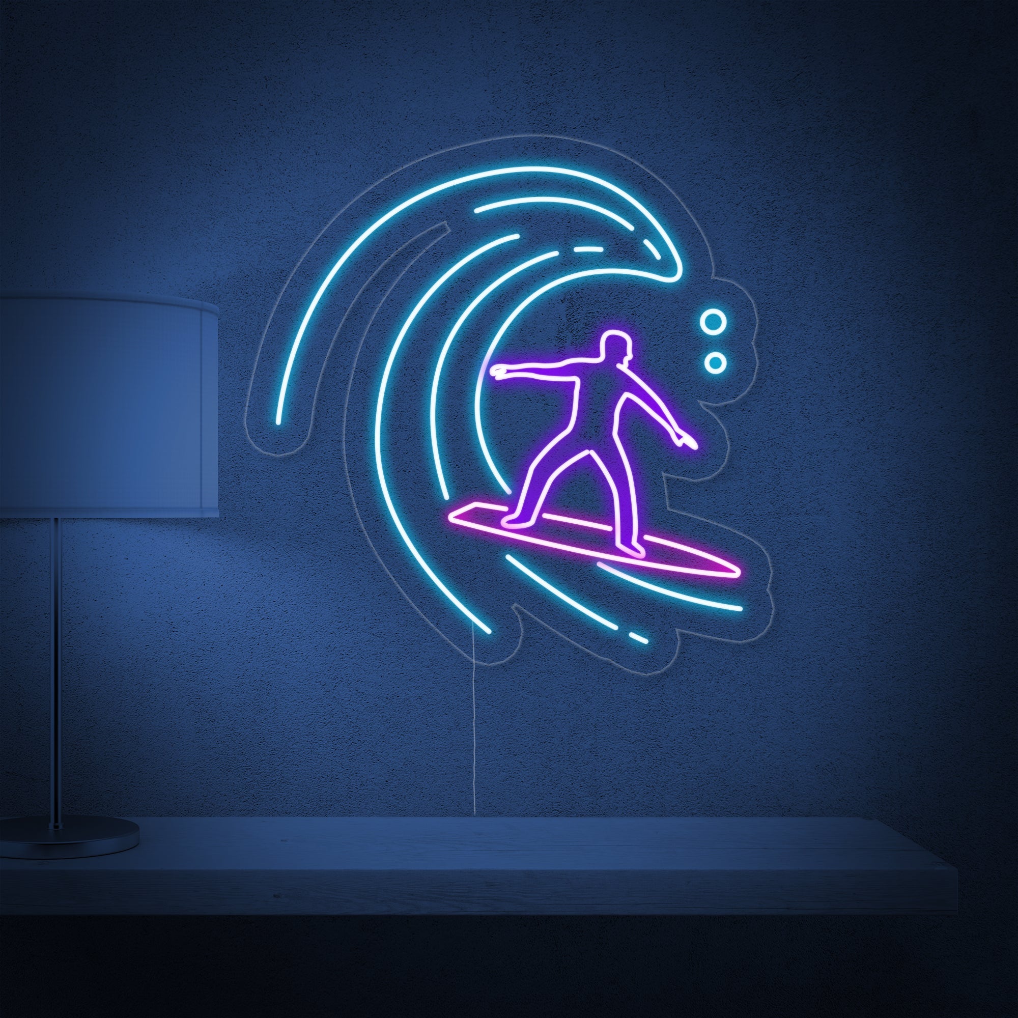 "Surfer In Ozeanwelle" Neonschrift