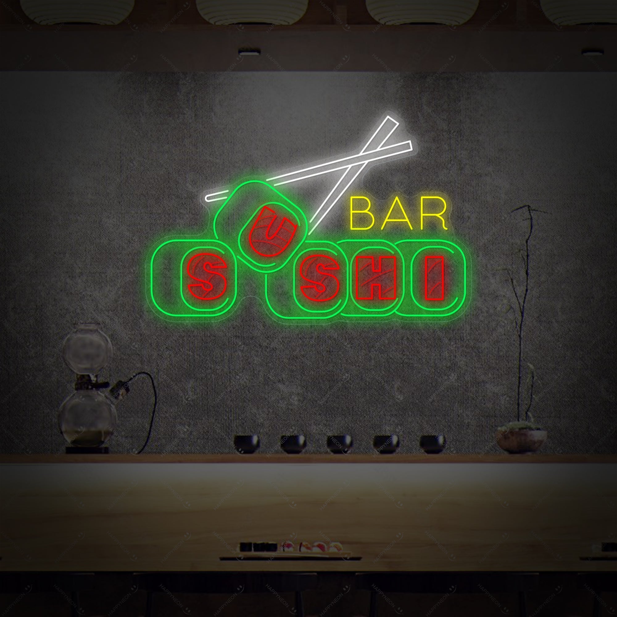 Sushi Bar Neonschild, Japanische Restaurantdekoration