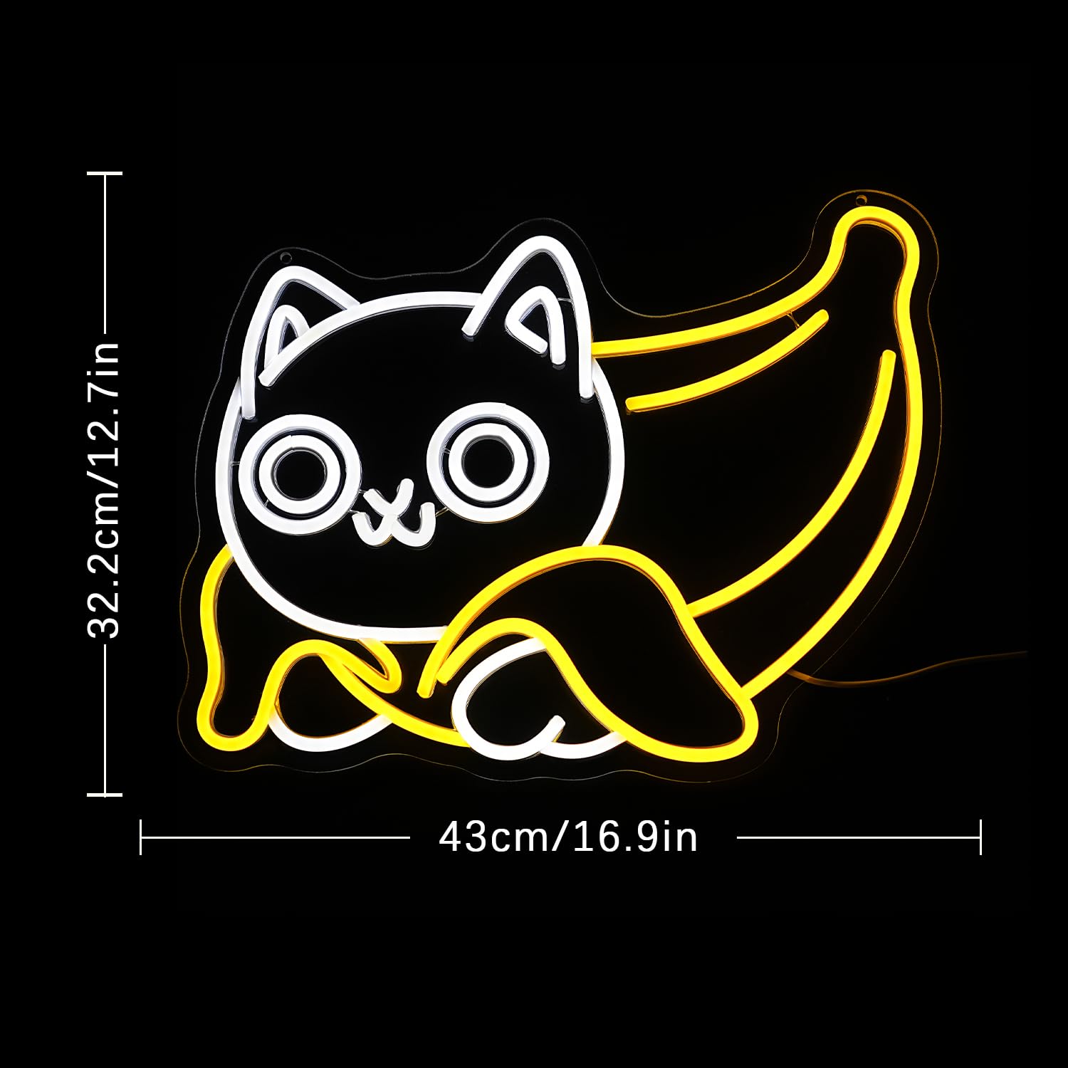 Süßes Neonschild mit Katze und Banane