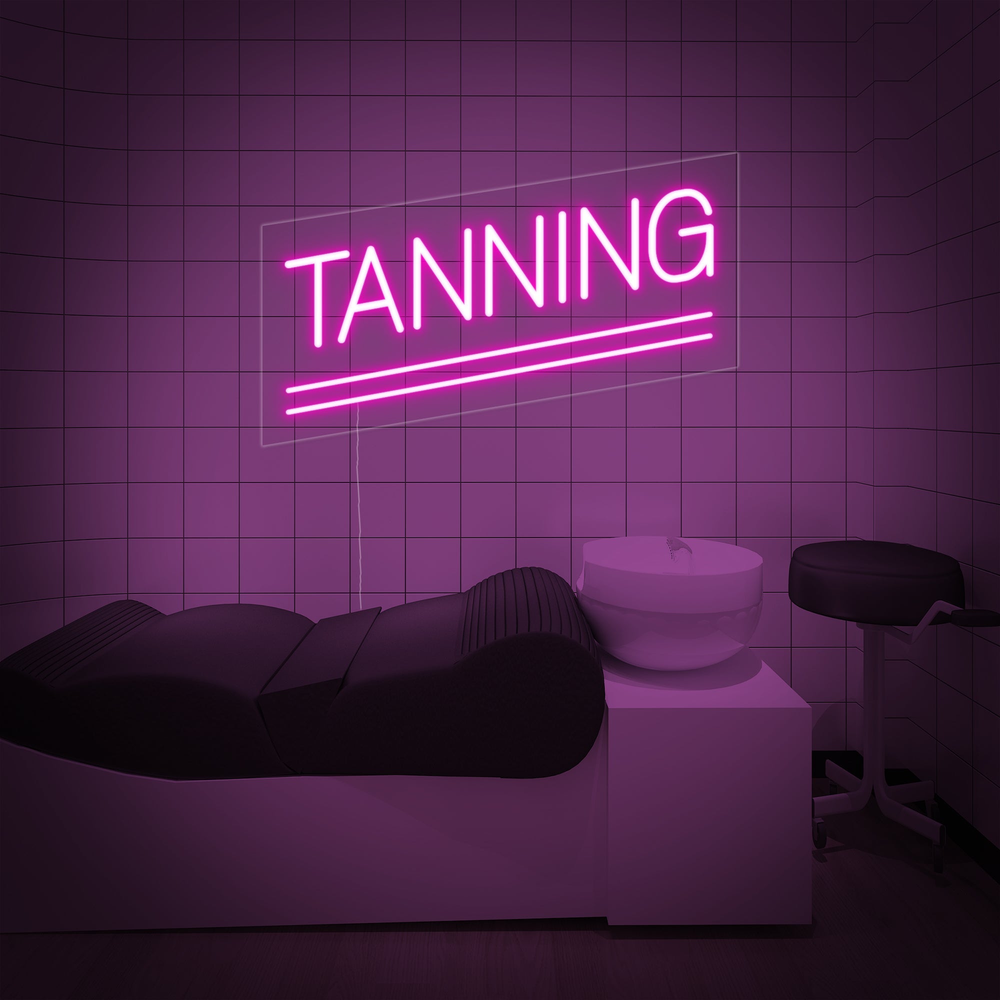 "Tanning" Neonschrift