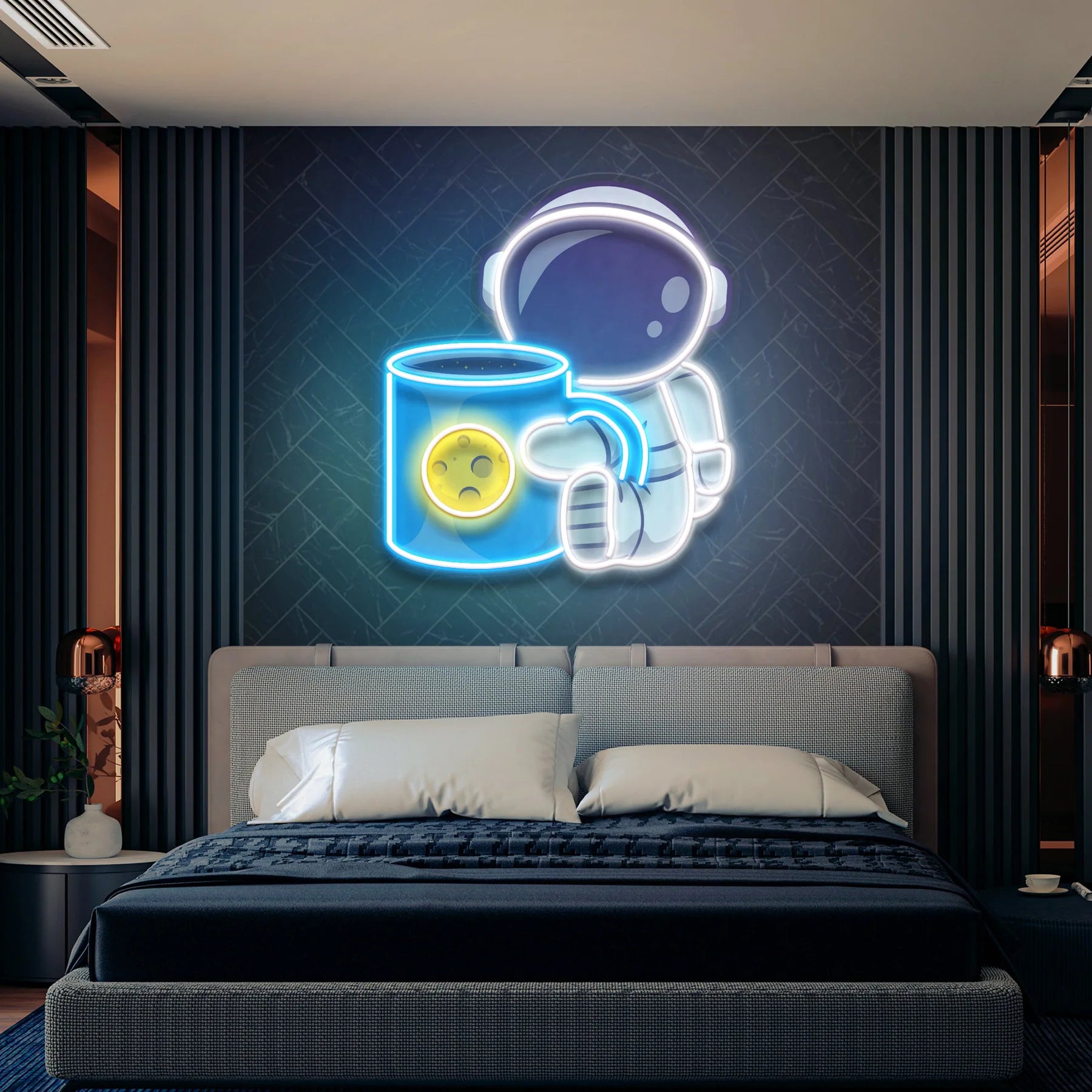 Tee Astronaut Kunstwerk: LED Neon Schild Licht
