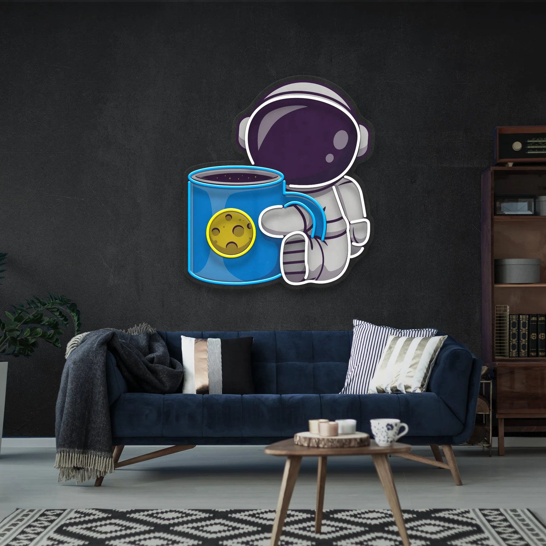 Tee Astronaut Kunstwerk: LED Neon Schild Licht