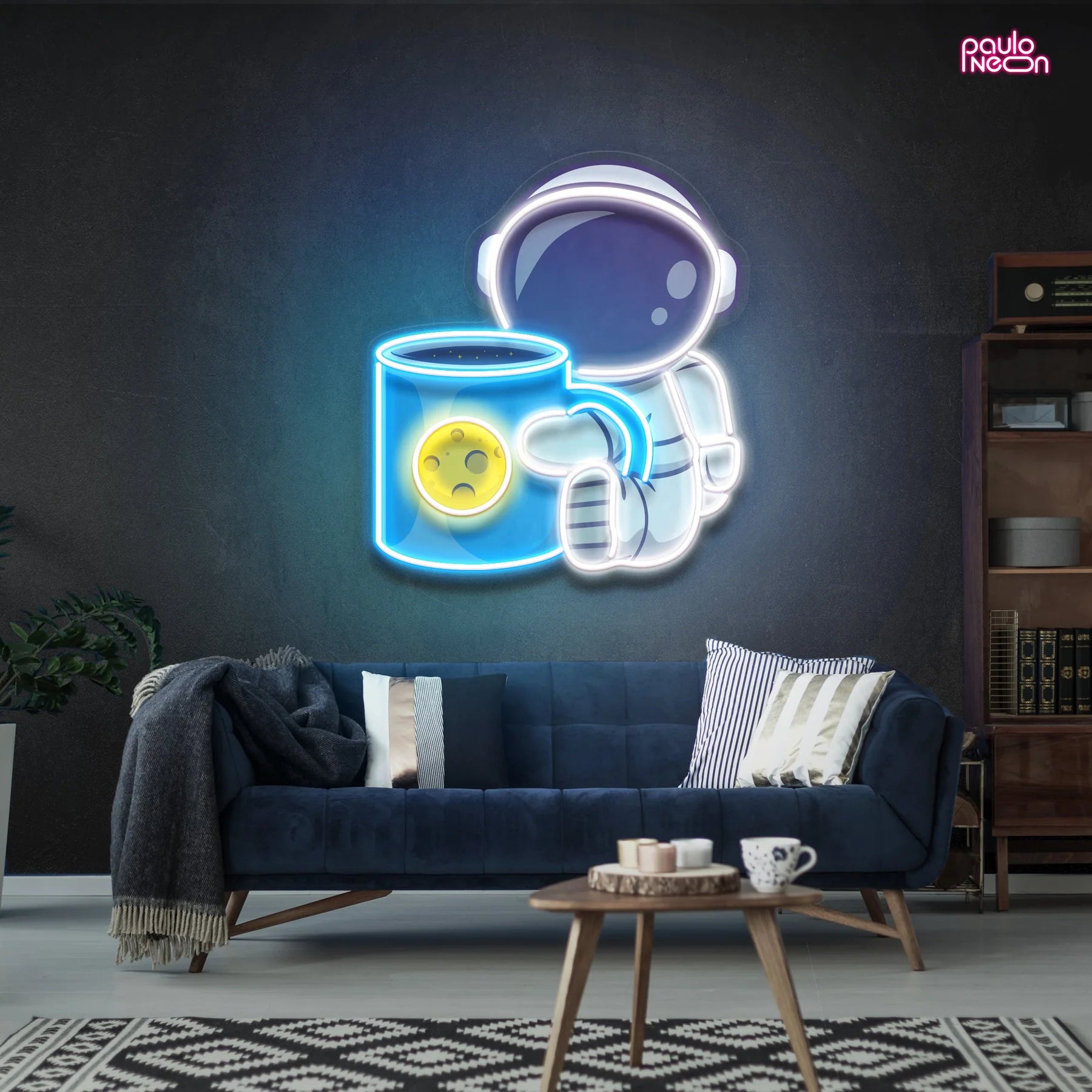 Tee Astronaut Kunstwerk: LED Neon Schild Licht
