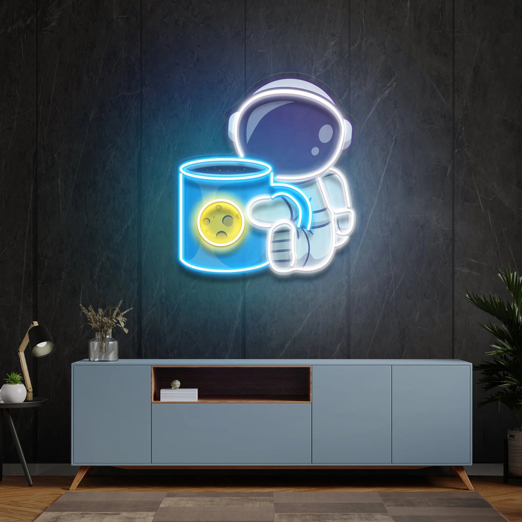 Tee Astronaut Kunstwerk: LED Neon Schild Licht