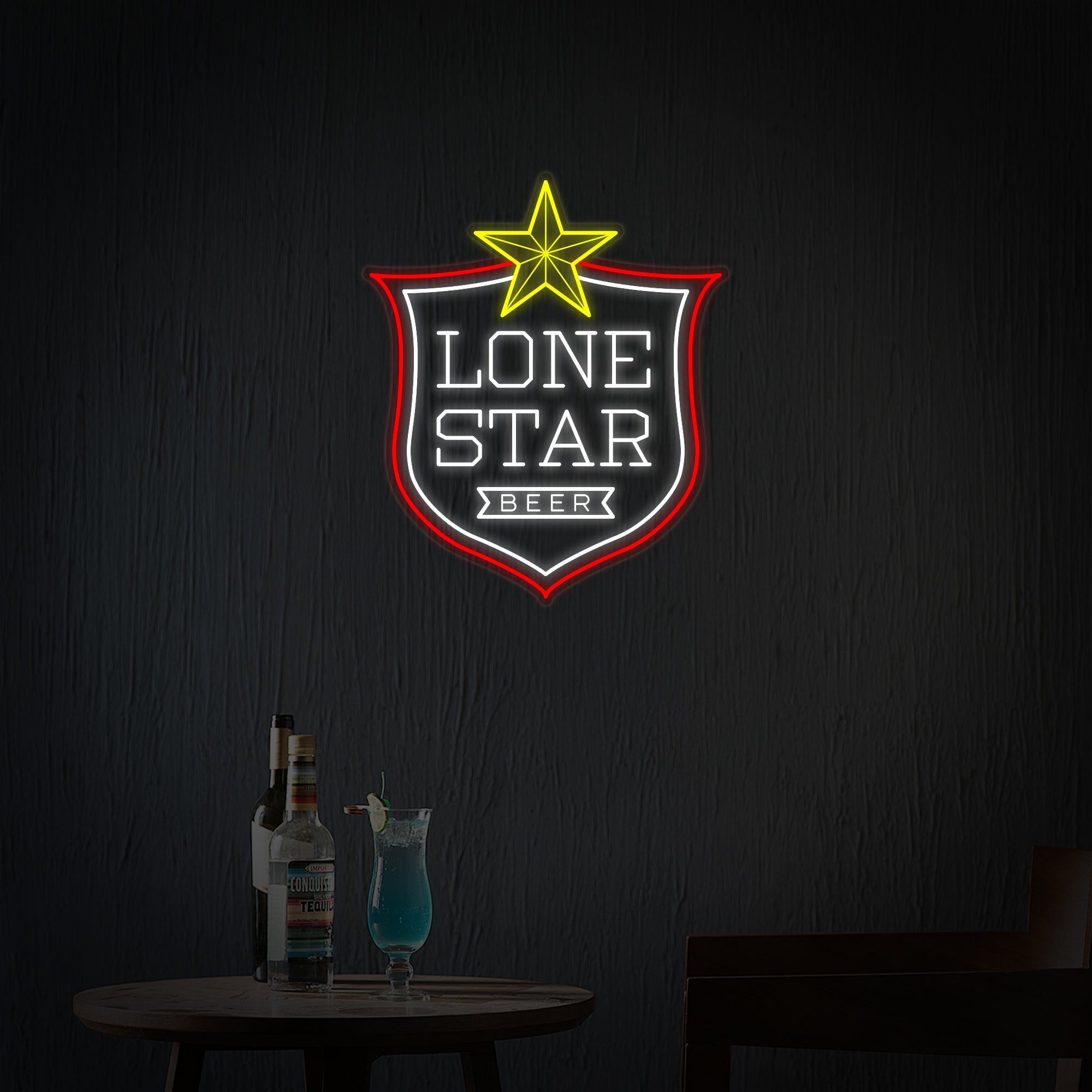 "Bierbars In Texas" Neonschrift
