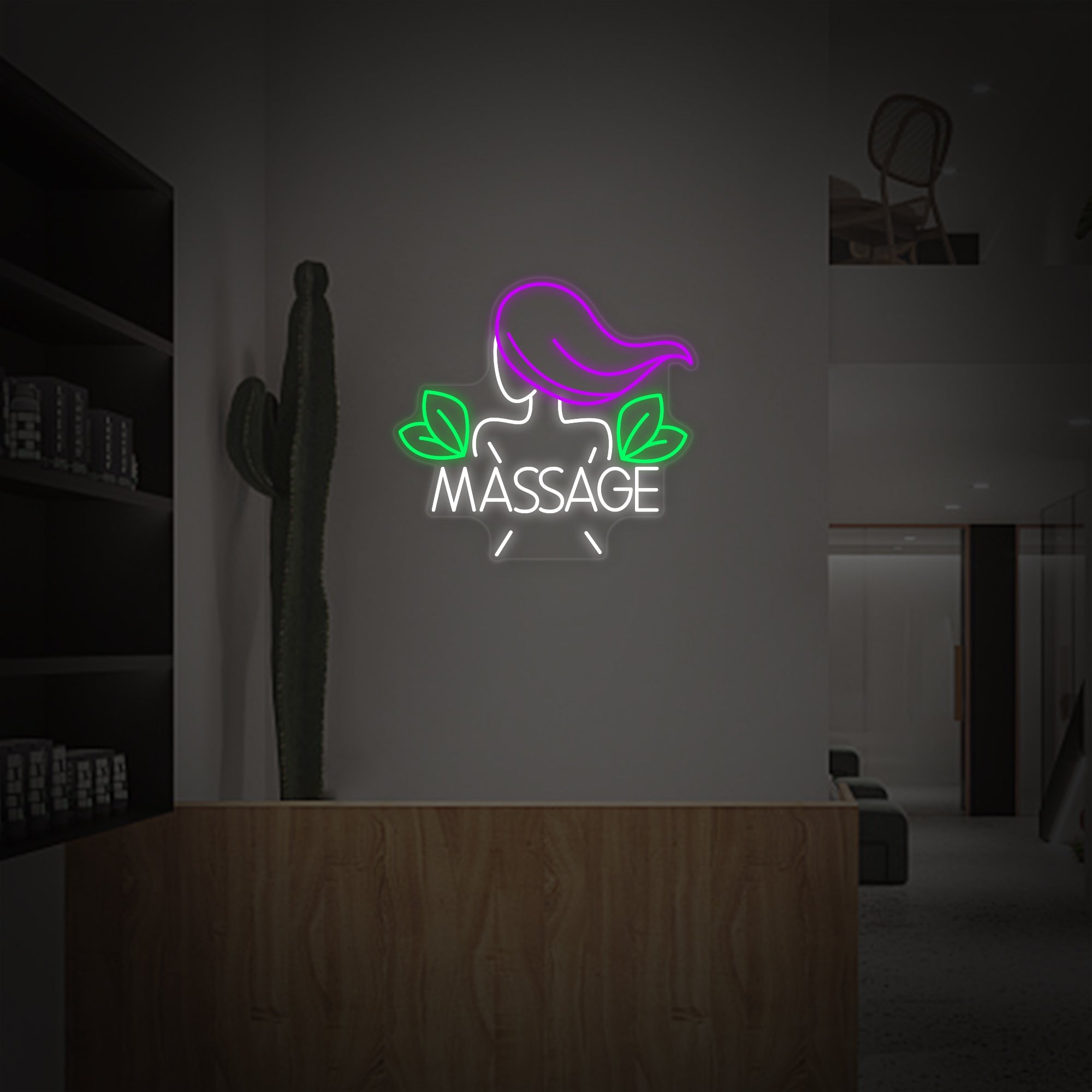 "Thai-Massage Schönheitssalon" Neonschrift