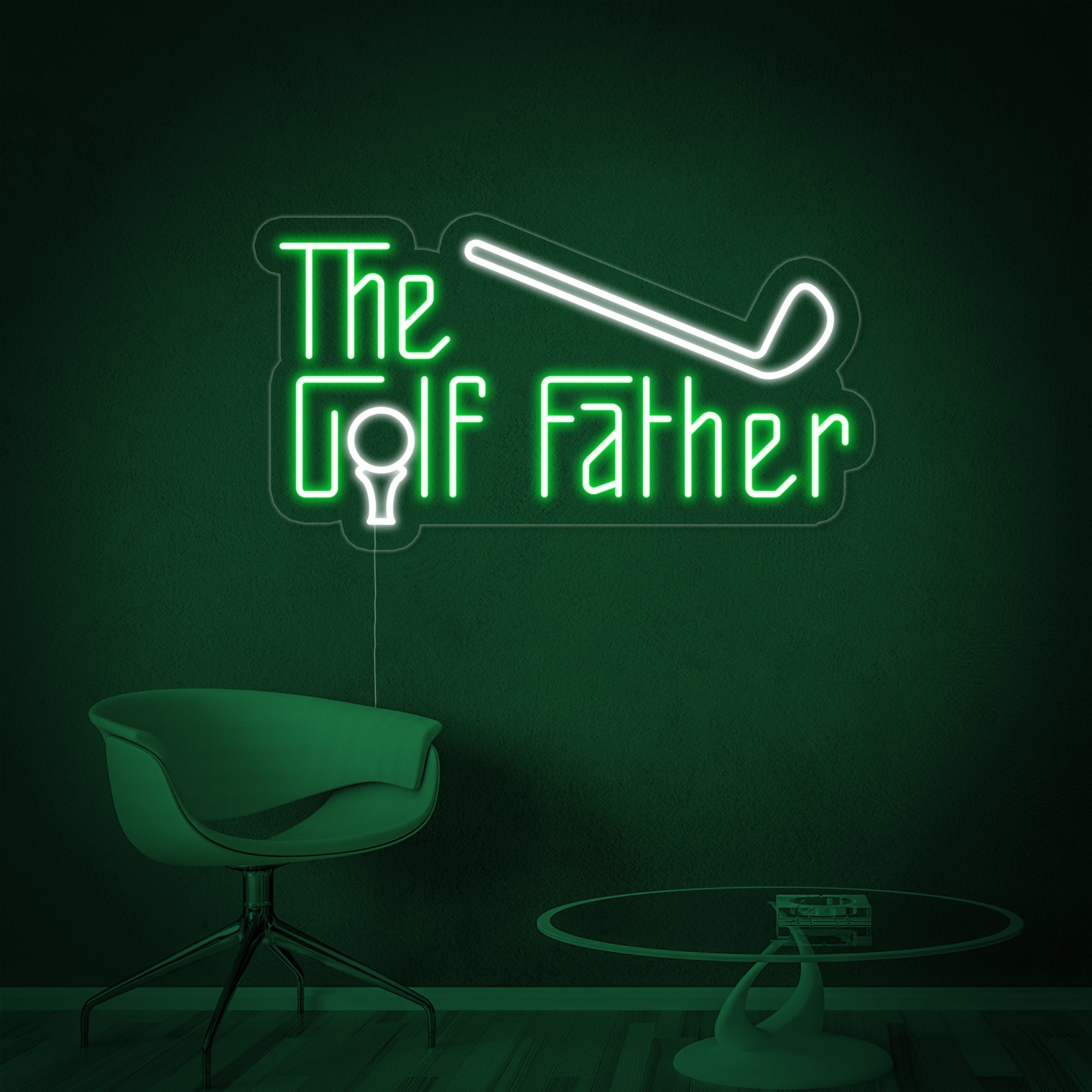 "The Golf Father" Neonschrift