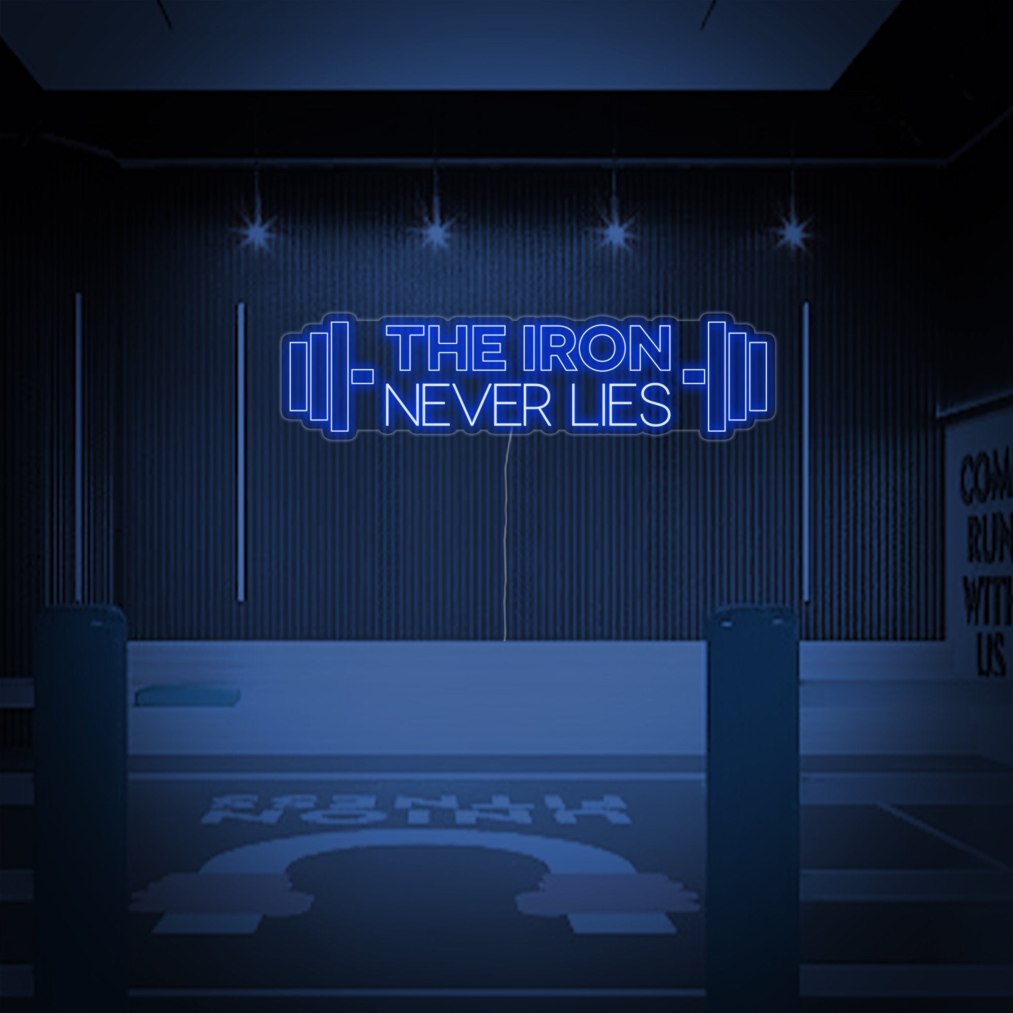 "The Iron Never Lies, Fitnessstudio Dekoration, Fitnessstudio Zitate, Fitness Zitate, Workout Zitate" Neonschrift