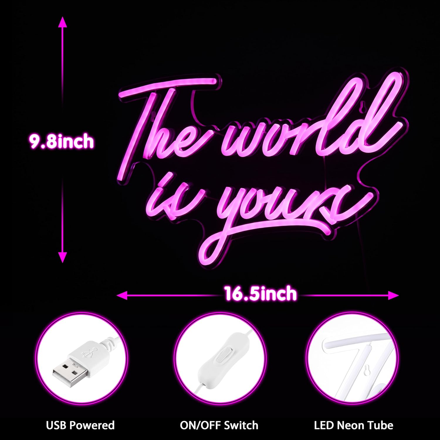 „The World Is Yours“-Neonschilder für die Wanddekoration