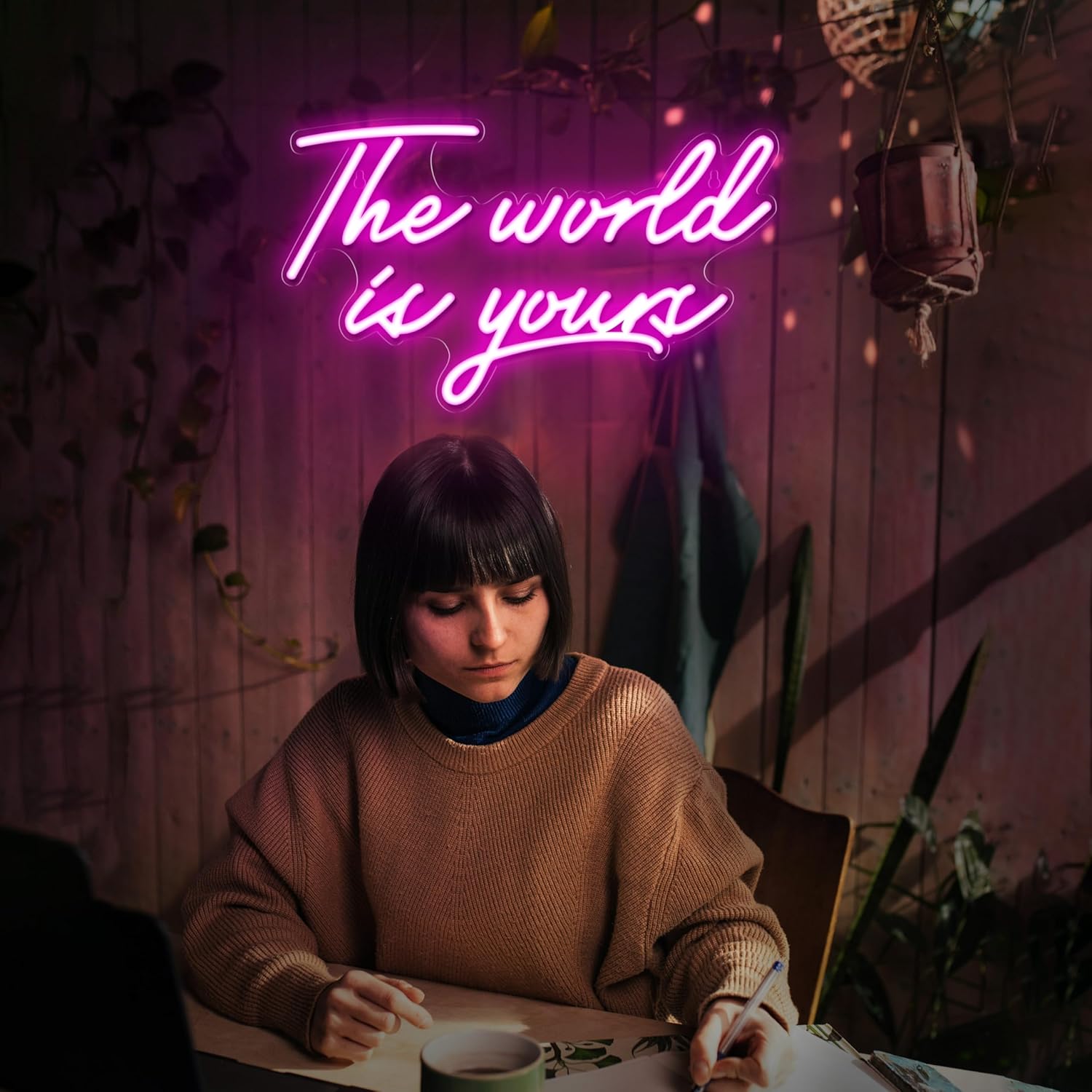 „The World Is Yours“-Neonschilder für die Wanddekoration