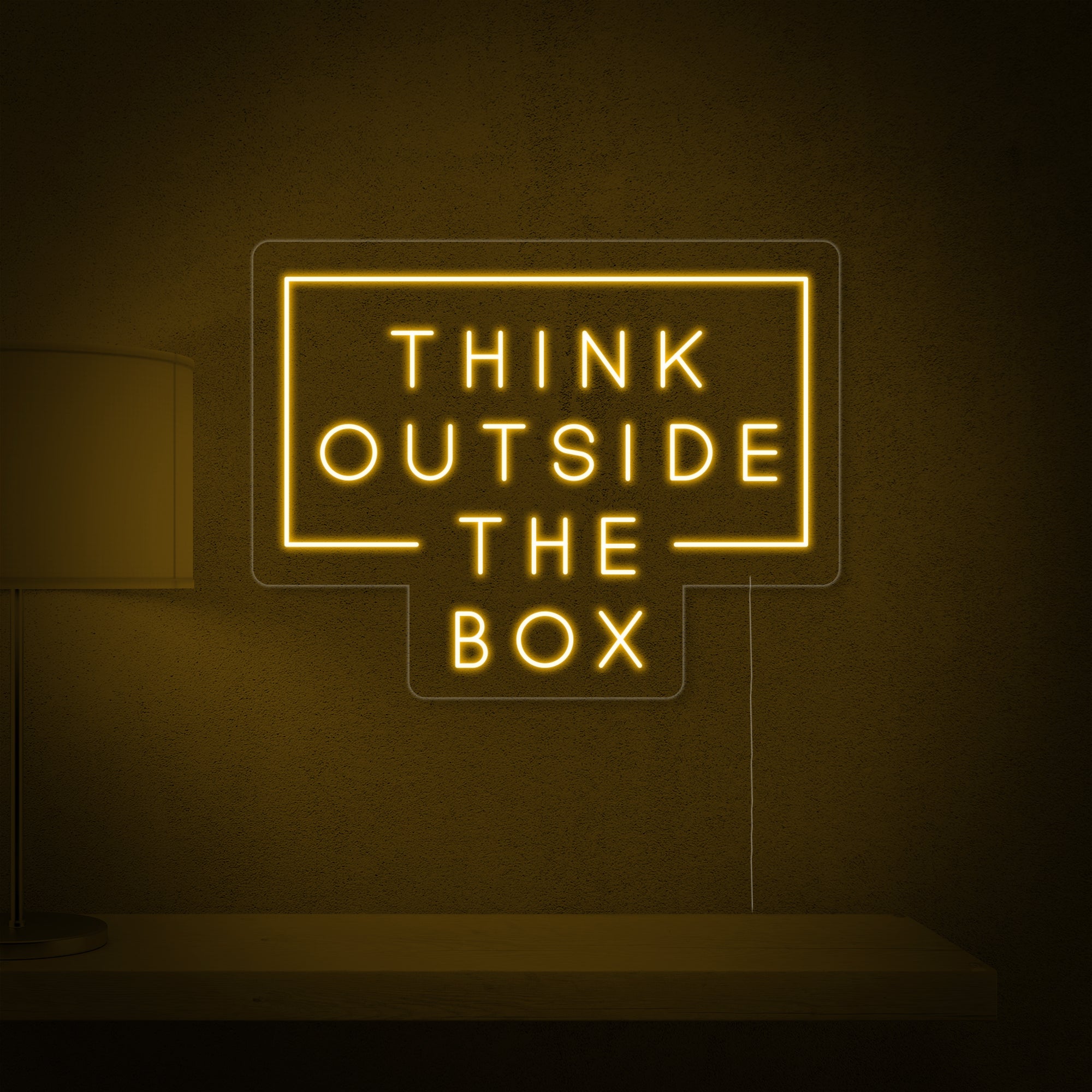 "Think Outside The Box" Neonschrift