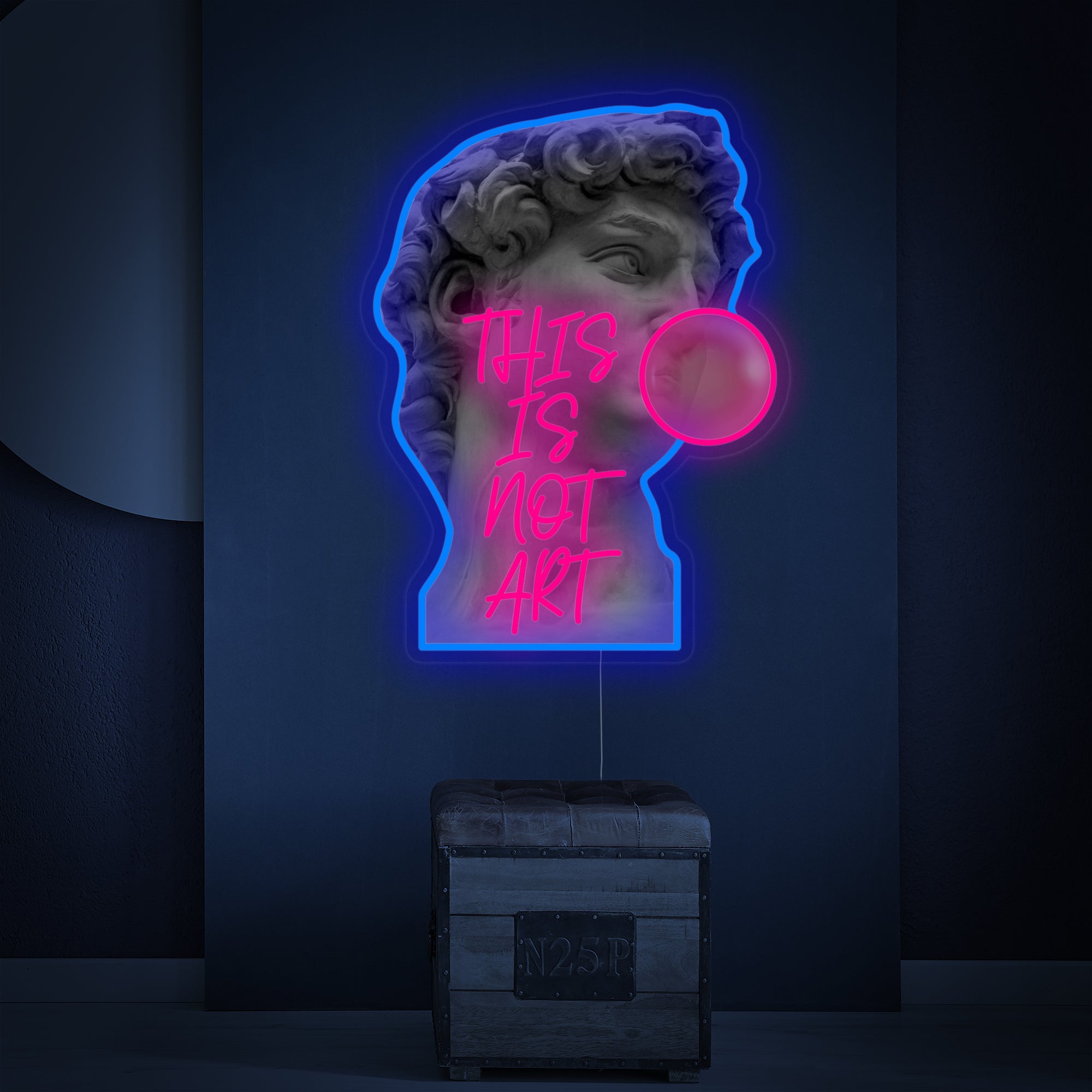 "This Is Not Art David, Kaugummi" Neonschrift