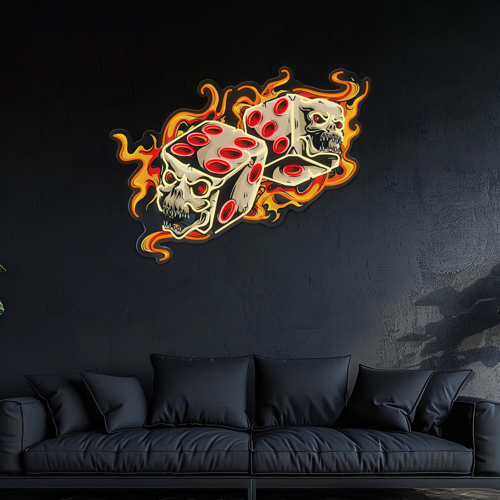 Tödliche Würfel: Skeleton Fire Neon Artwork