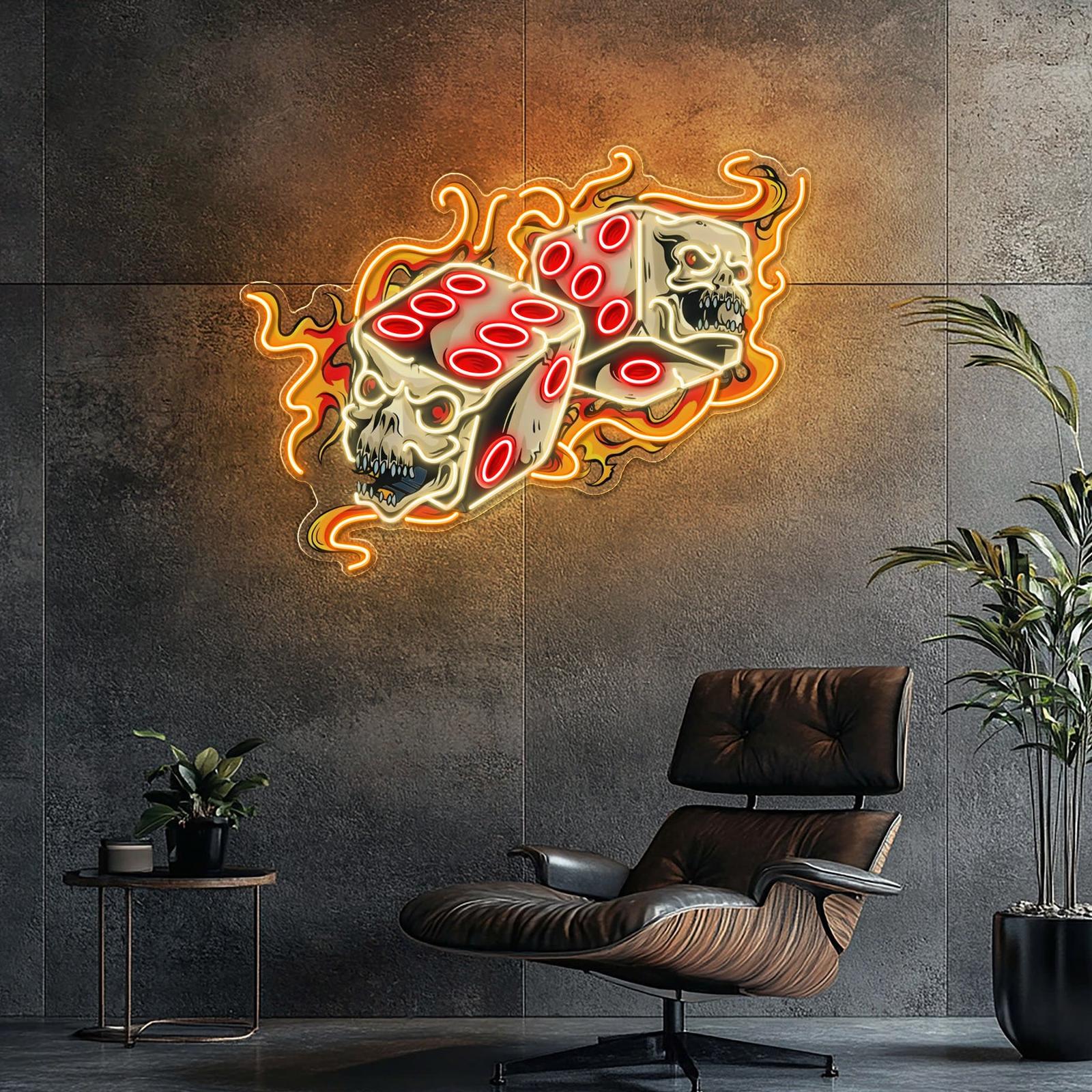 Tödliche Würfel: Skeleton Fire Neon Artwork