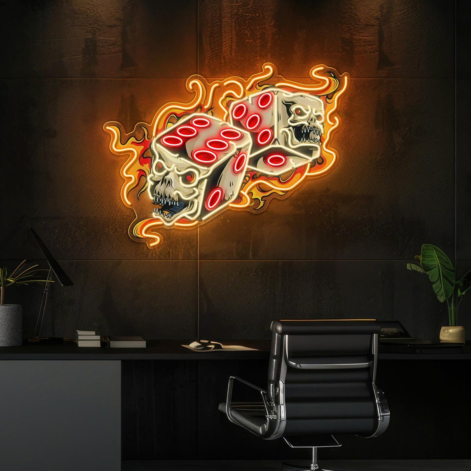 Tödliche Würfel: Skeleton Fire Neon Artwork