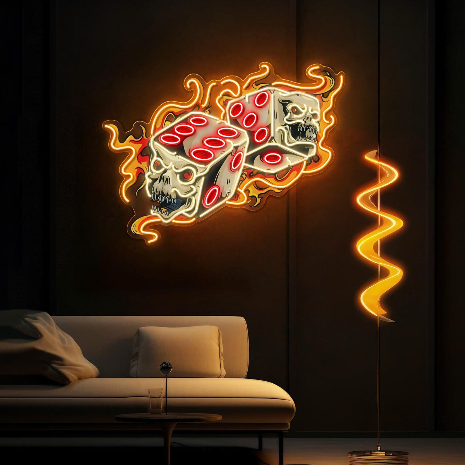 Tödliche Würfel: Skeleton Fire Neon Artwork